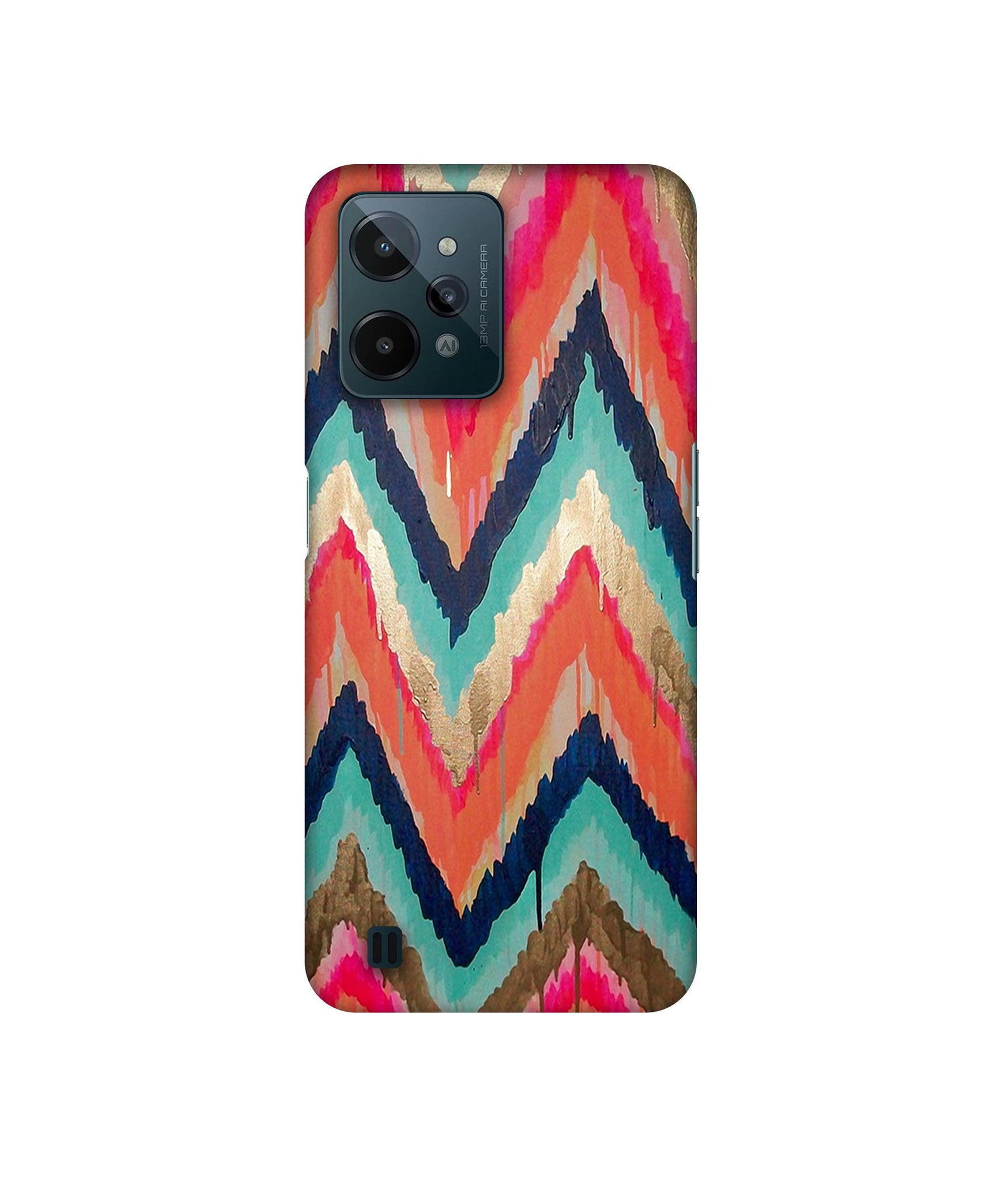 Colorful Zig-Zag Lines Art Designer Hard Back Cover for Realme C31 4G