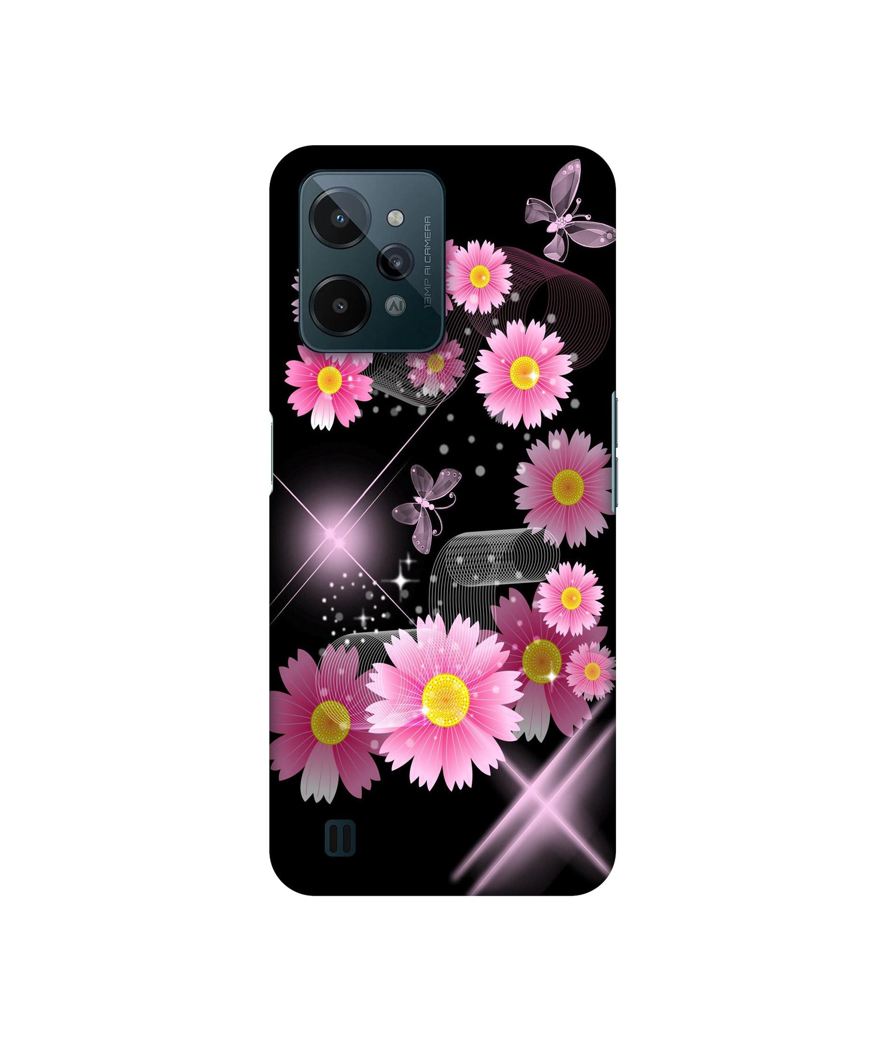 Pink Flower Designer Hard Back Cover for Realme C31 4G