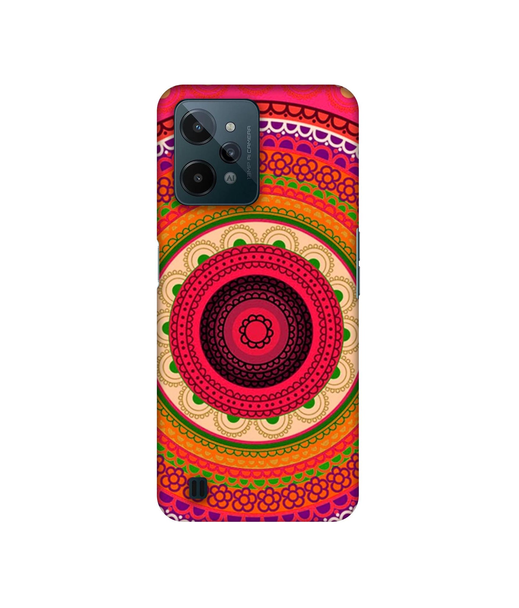 Round Rangoli Designer Hard Back Cover for Realme C31 4G