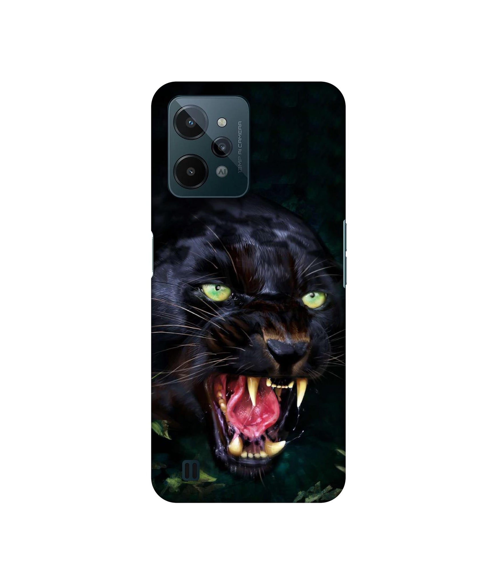 Angry Black Tiger Face Designer Hard Back Cover for Realme C31 4G