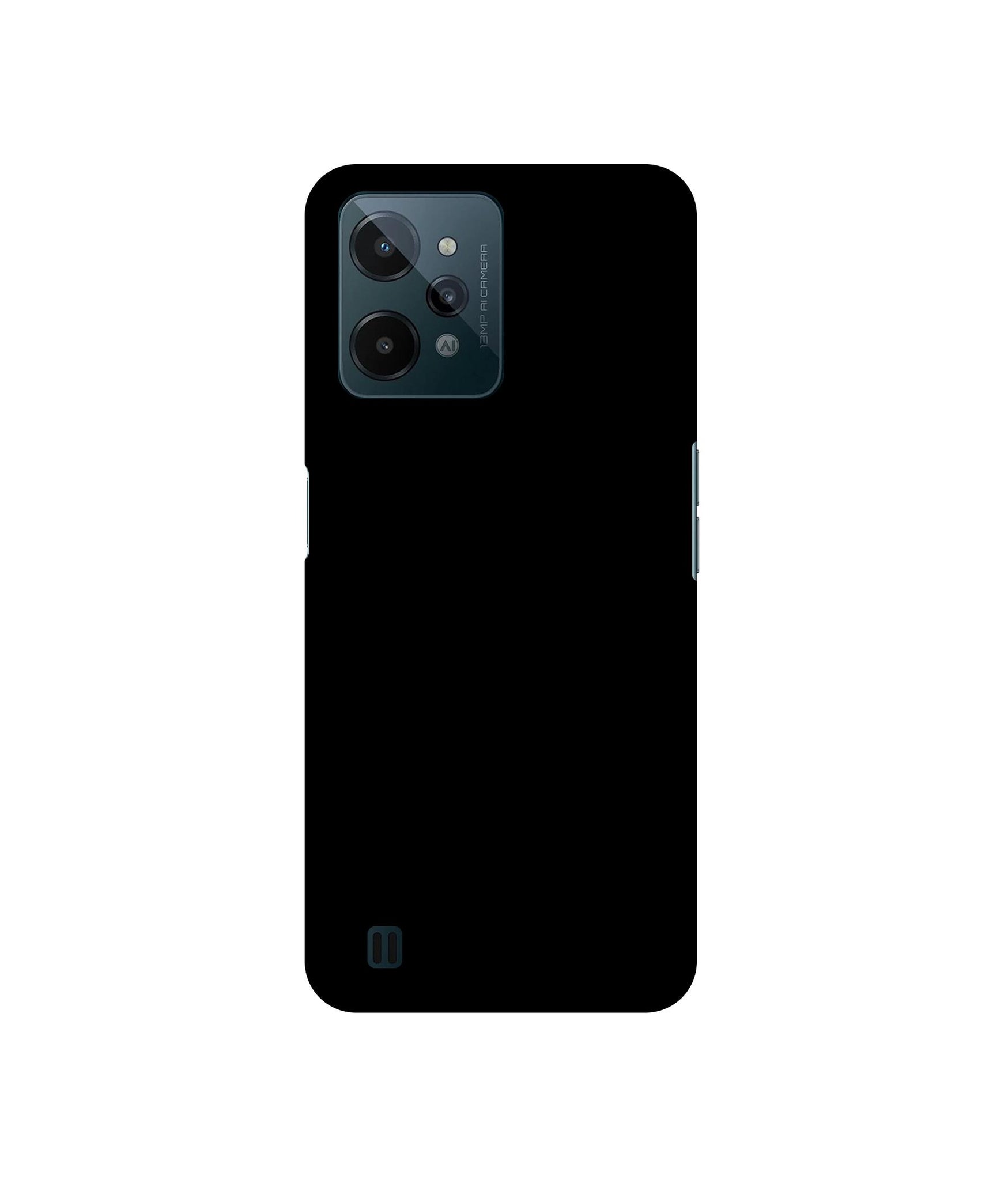 Solid Black Designer Hard Back Cover for Realme C31 4G