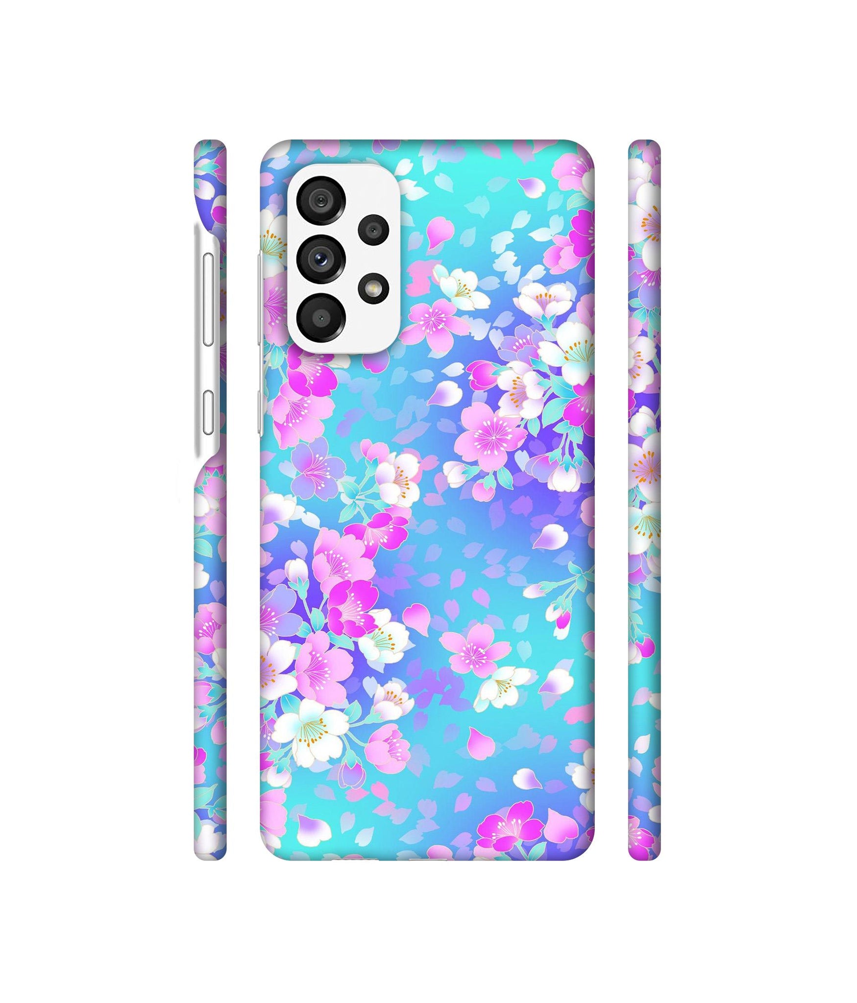 Floral Blue Pattern Designer Hard Back Cover for Samsung Galaxy A73 5G