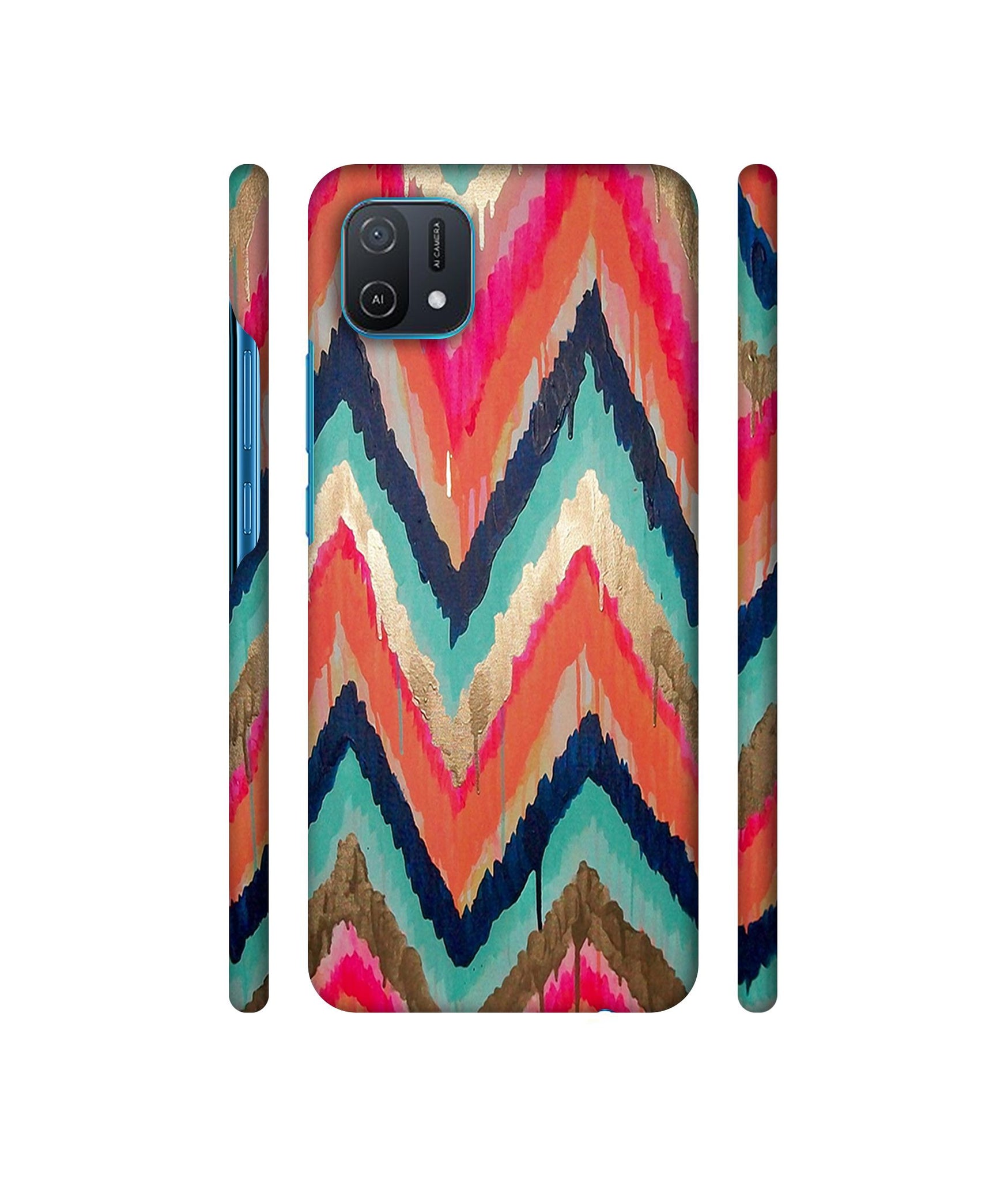 Colorful Zig-Zag Lines Art Designer Hard Back Cover for Oppo A16K 4G