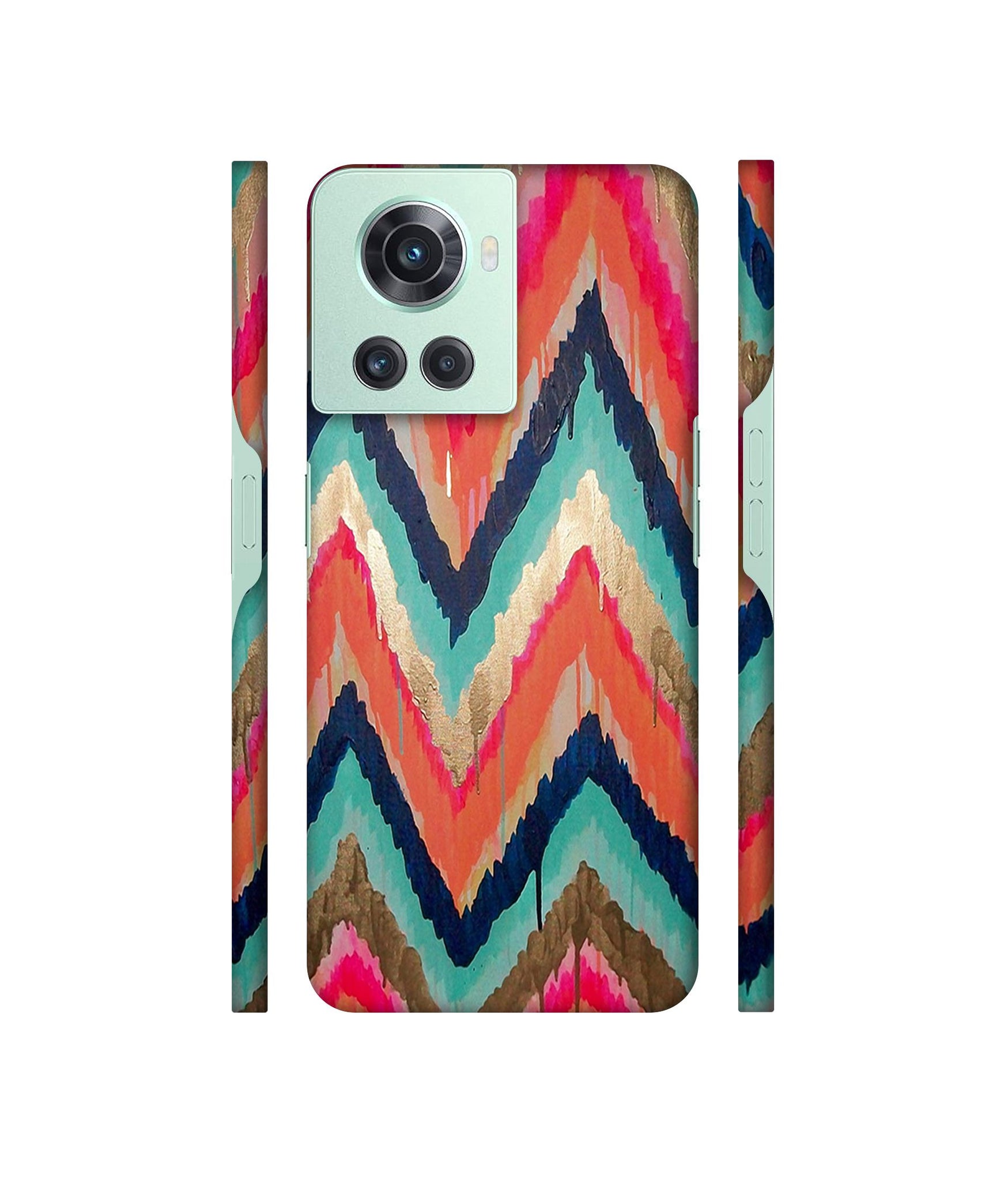 Colorful Zig-Zag Lines Art Designer Hard Back Cover for OnePlus 10R 5G
