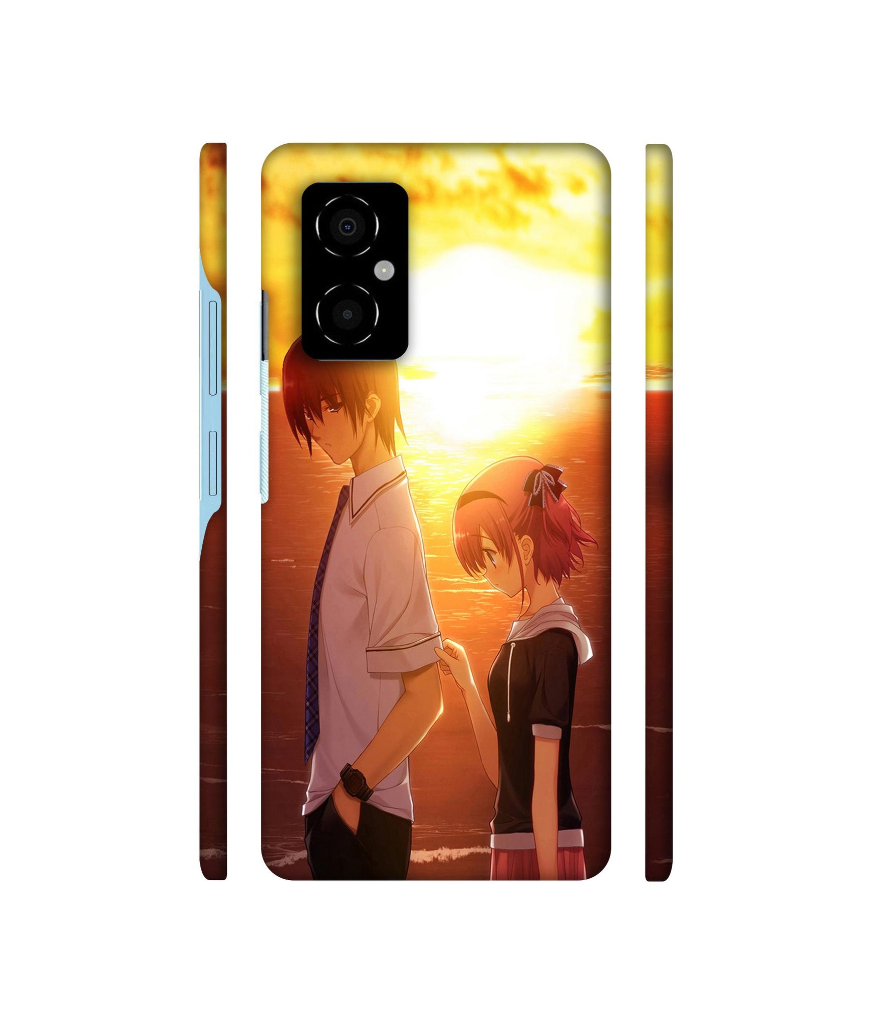 Girl Boy Sunset Sea Designer Hard Back Cover for Poco M4 5G