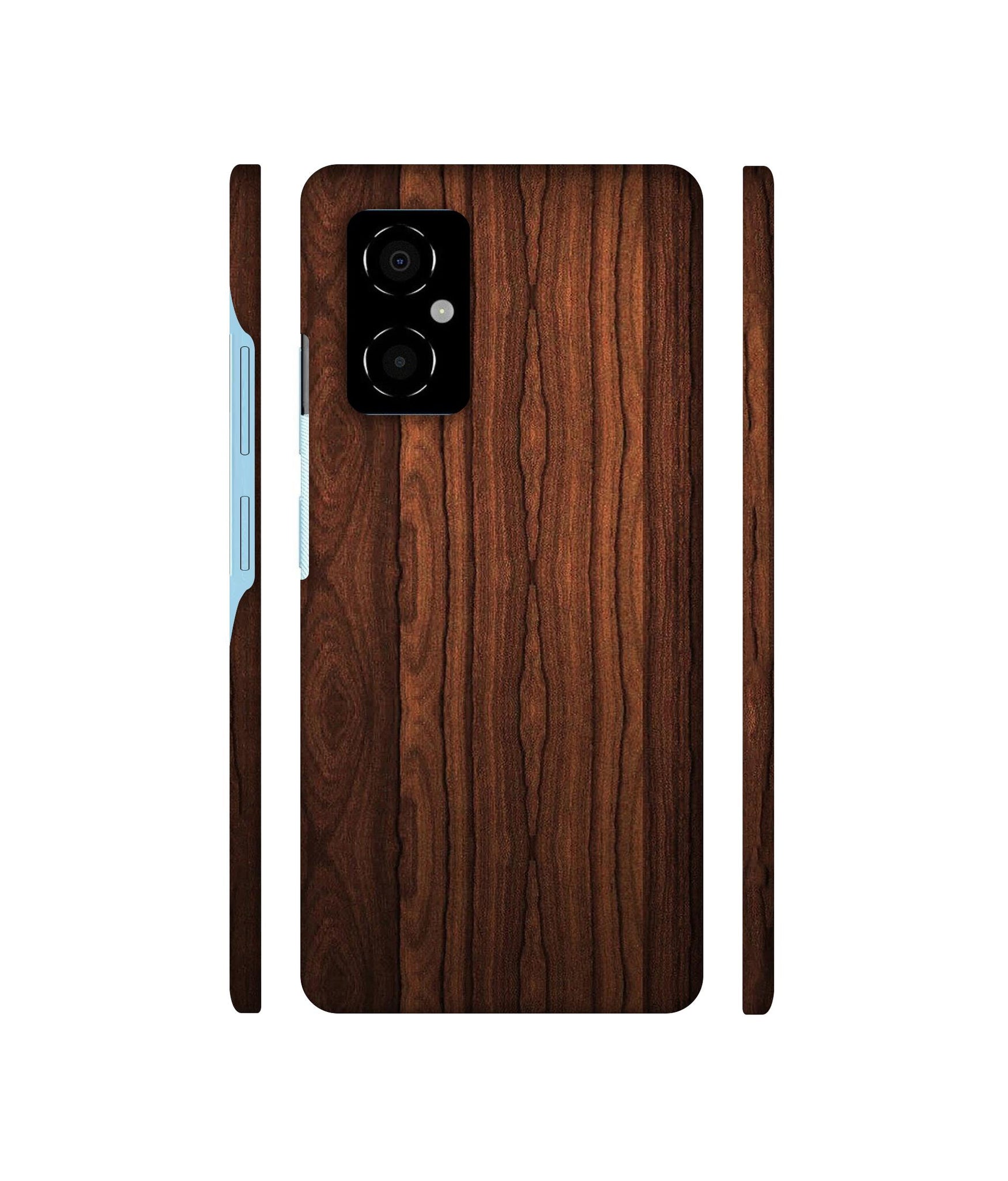 Brown Wooden Texture Designer Hard Back Cover for Poco M4 5G