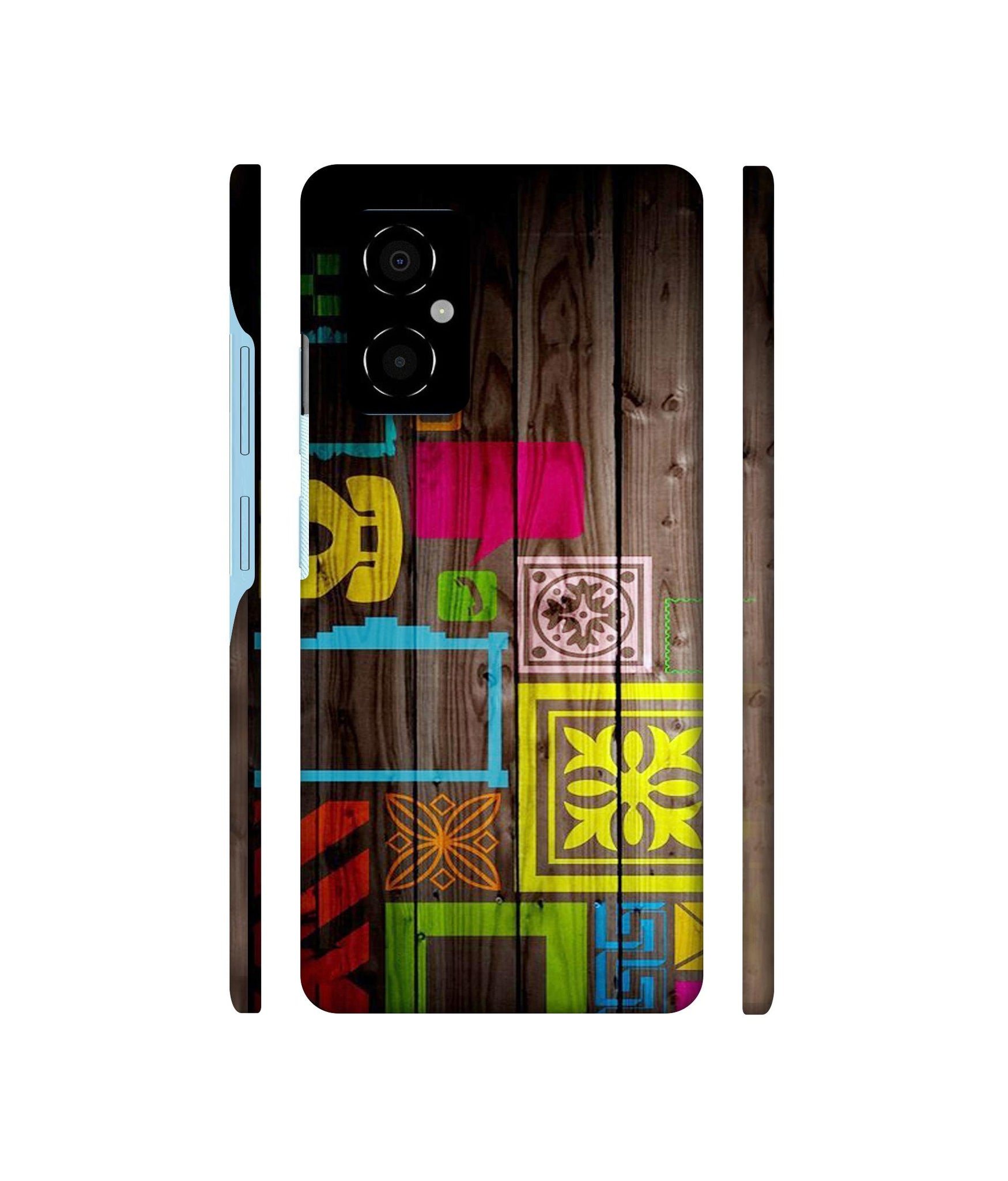 Stamps on Wooden Texture Designer Hard Back Cover for Poco M4 5G