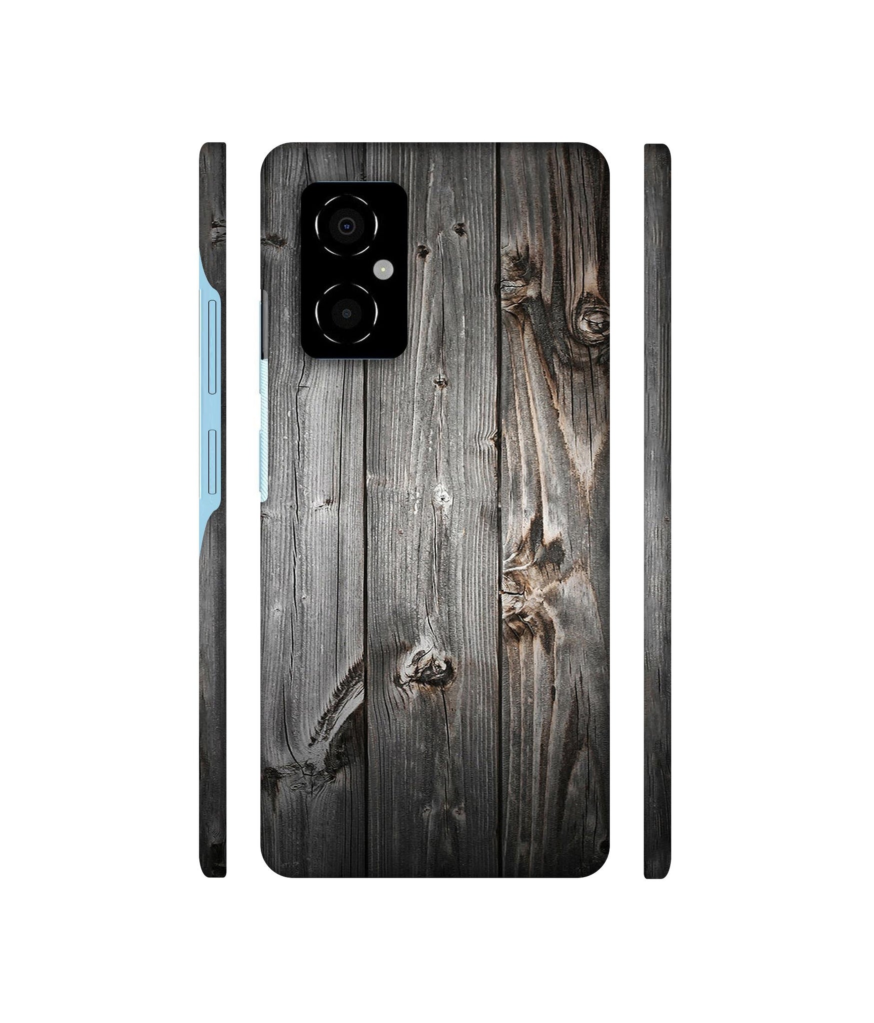 Grey Wooden Texture Designer Hard Back Cover for Poco M4 5G
