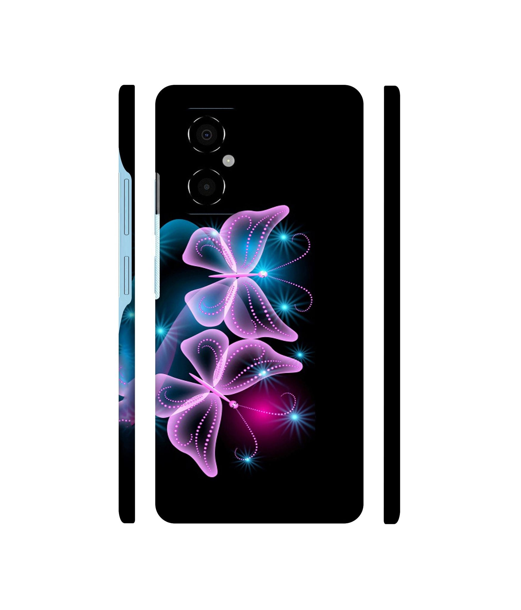 Butterflies Neon Light Designer Hard Back Cover for Poco M4 5G