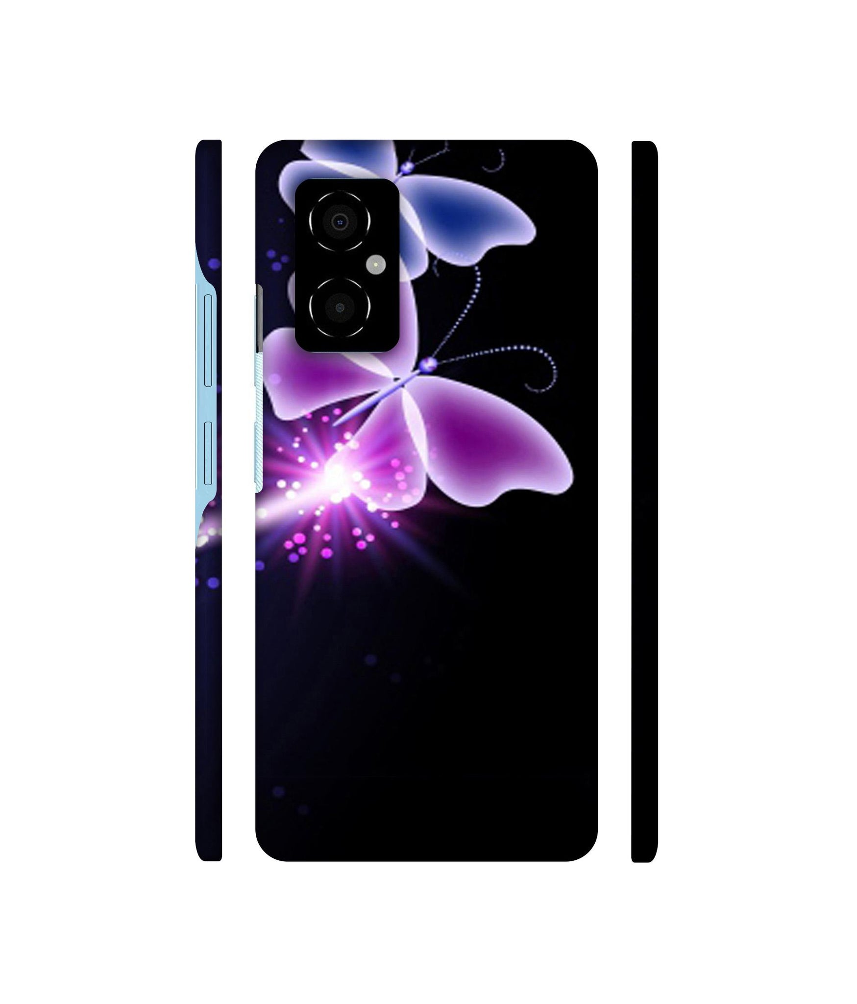 Neon Butterfly Light Abstract Shine Designer Hard Back Cover for Poco M4 5G