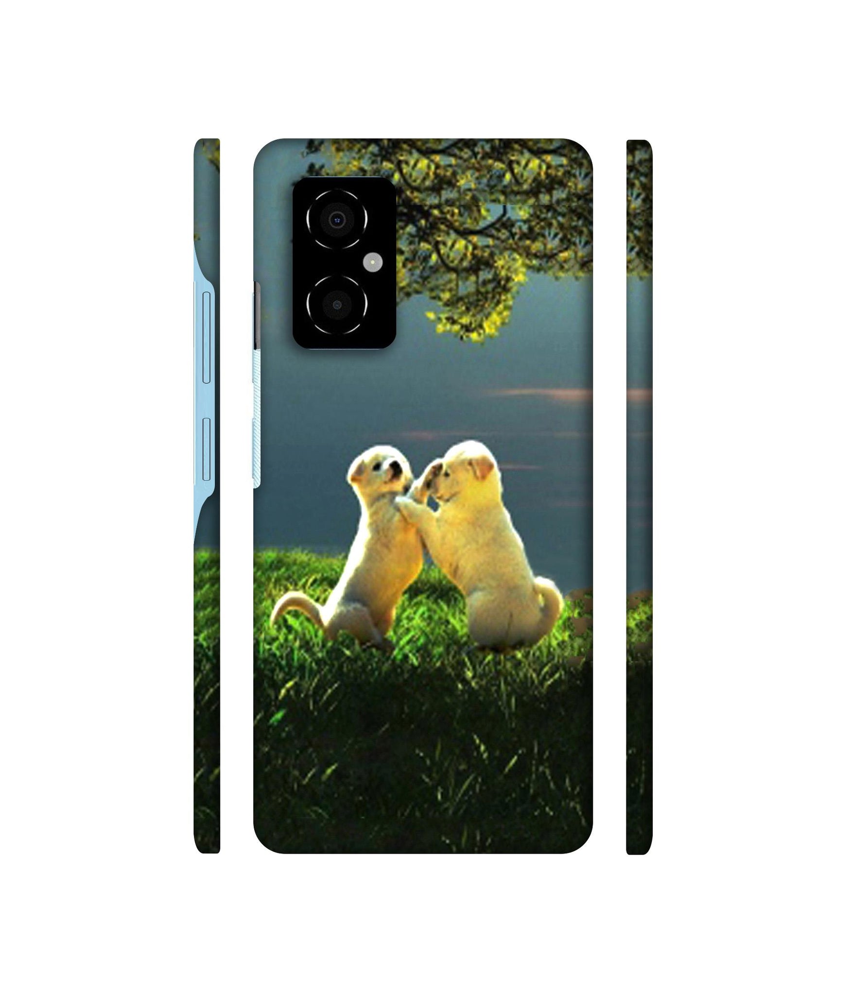 Puppy Couple Play Kids Nature Designer Hard Back Cover for Poco M4 5G