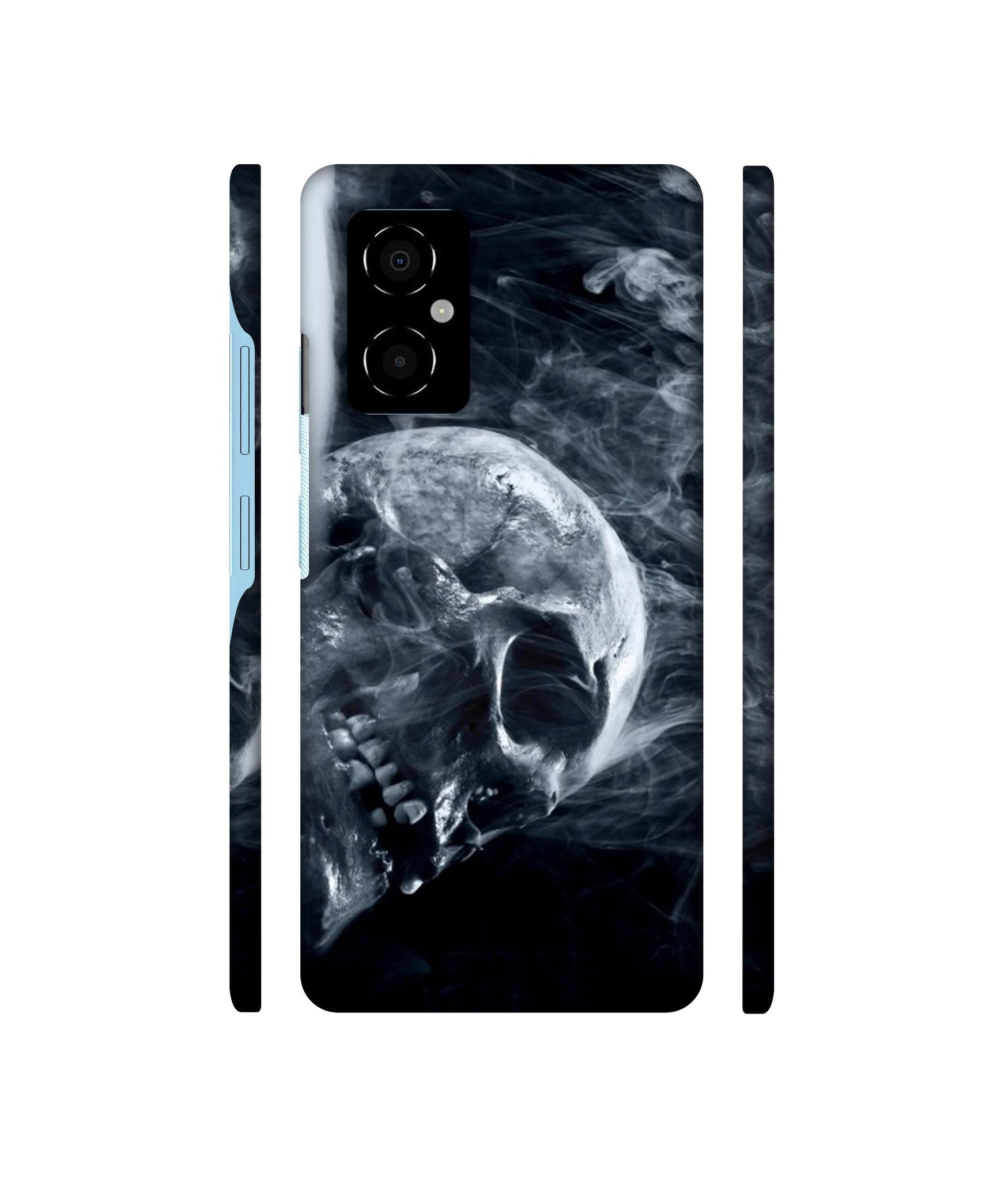Skull Smoke Blue Scary Death Designer Hard Back Cover for Poco M4 5G