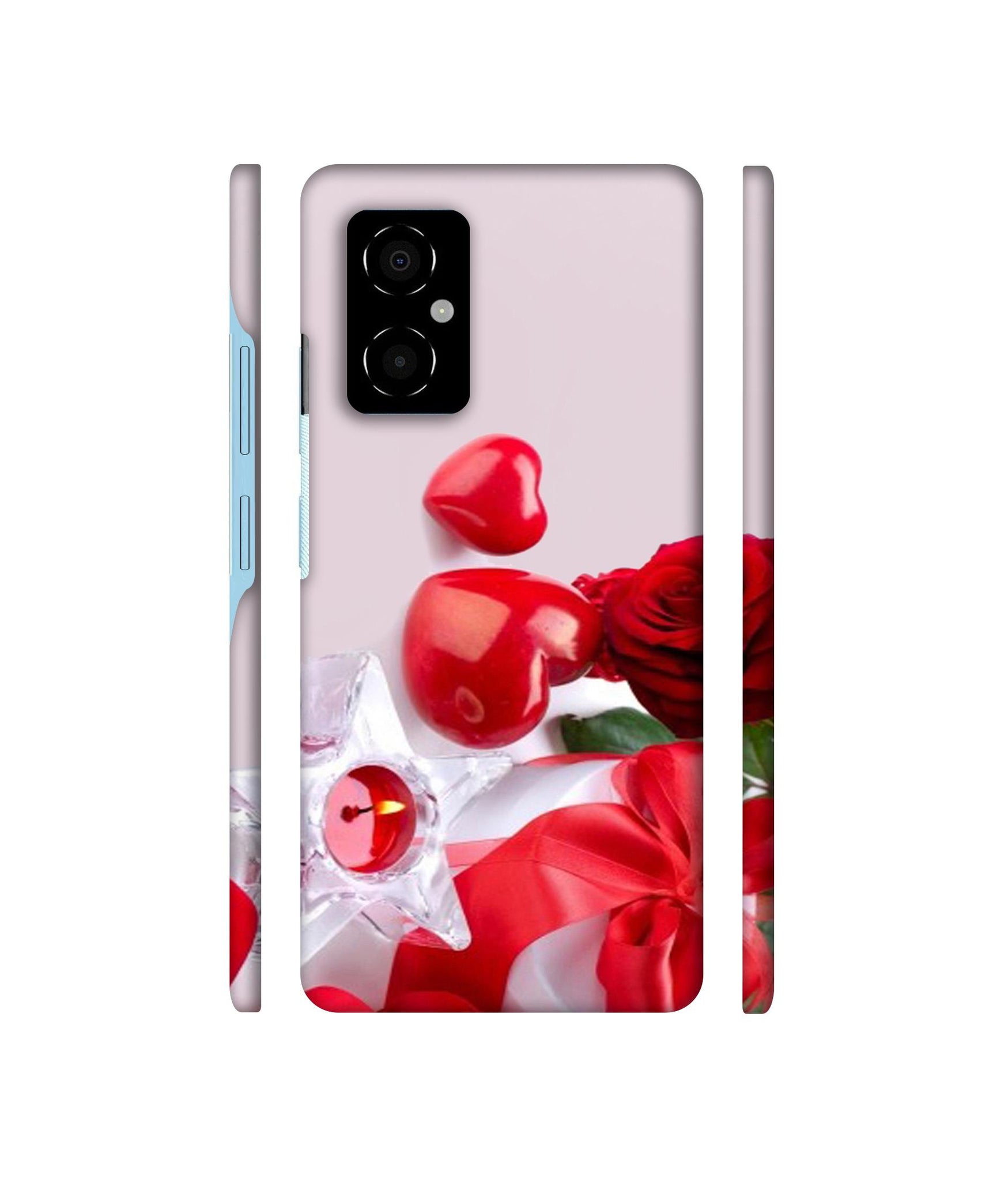 Red Rose Heart Valentines Couple Designer Hard Back Cover for Poco M4 5G