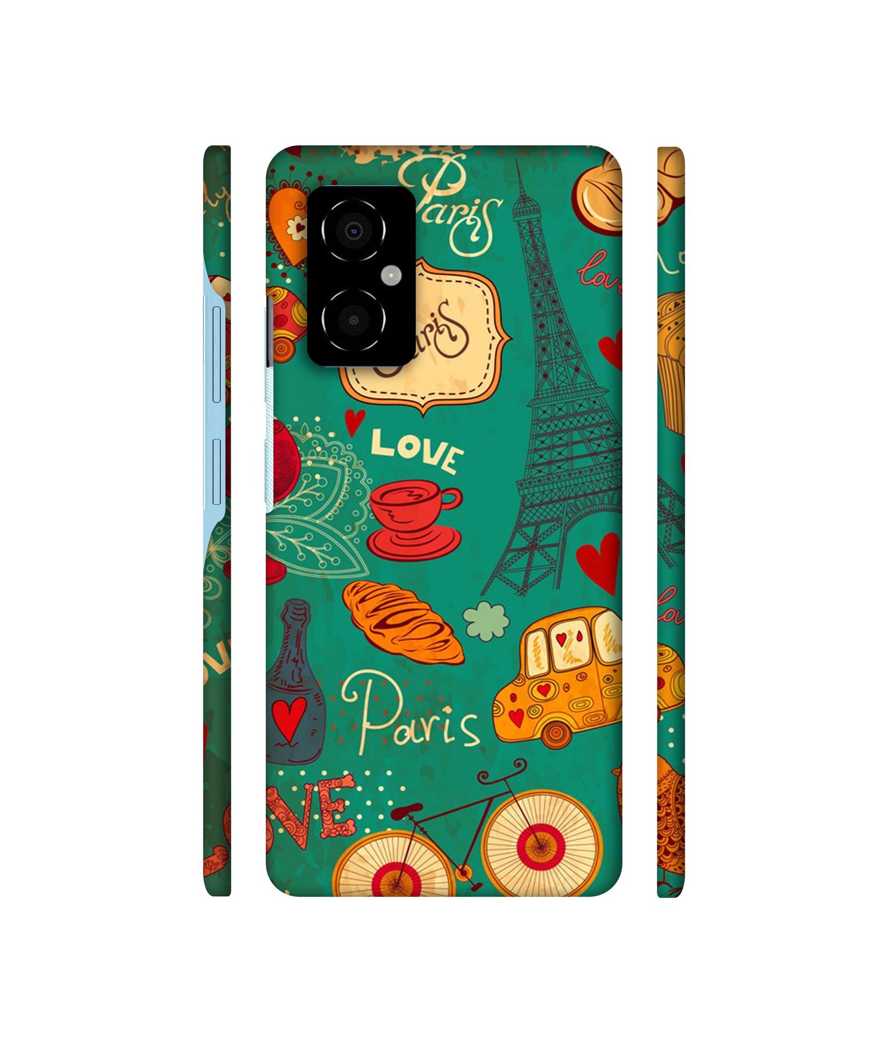 Paris Love Print Designer Hard Back Cover for Poco M4 5G