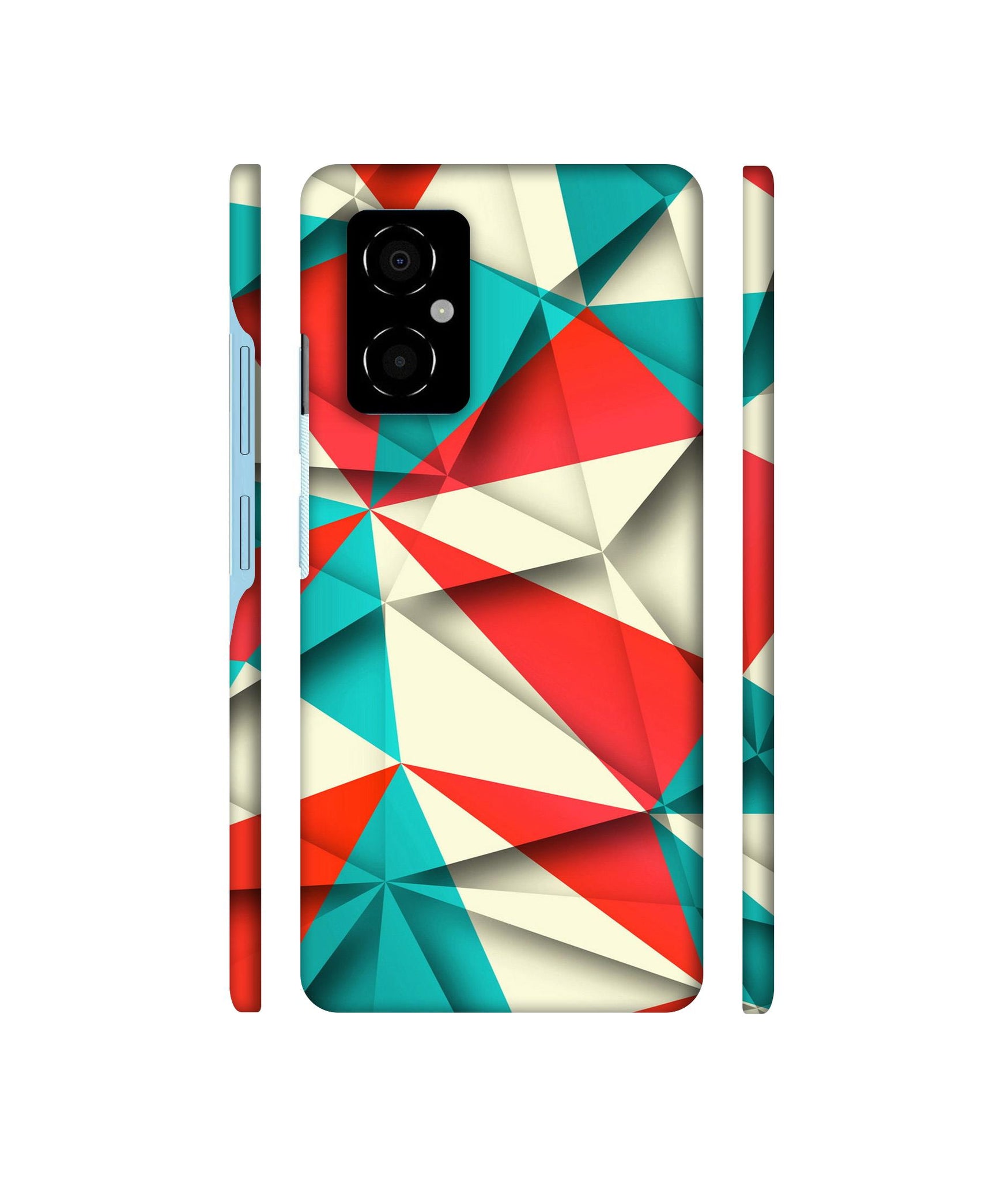 Red Blue White Pattern Designer Hard Back Cover for Poco M4 5G