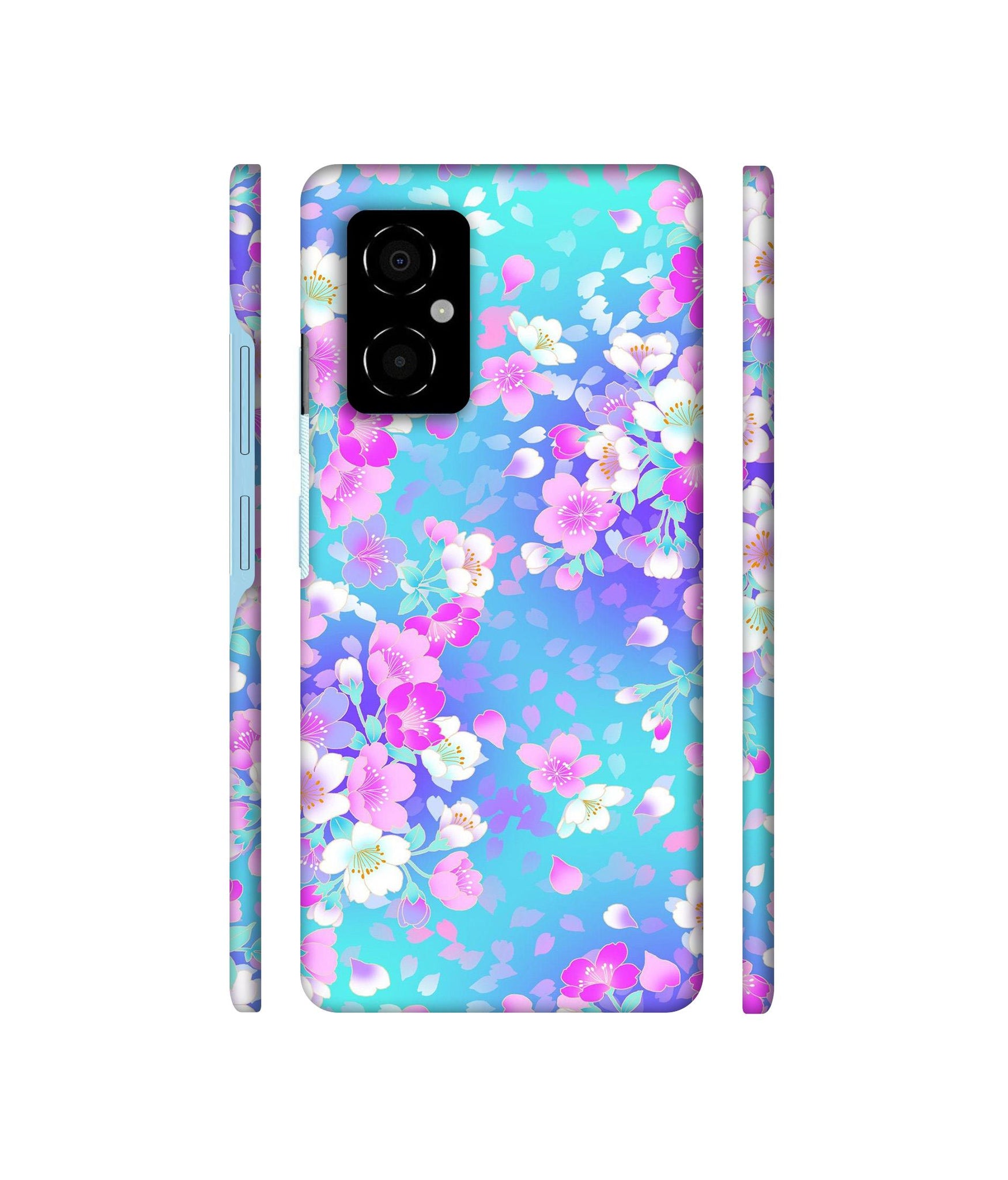 Floral Blue Pattern Designer Hard Back Cover for Poco M4 5G