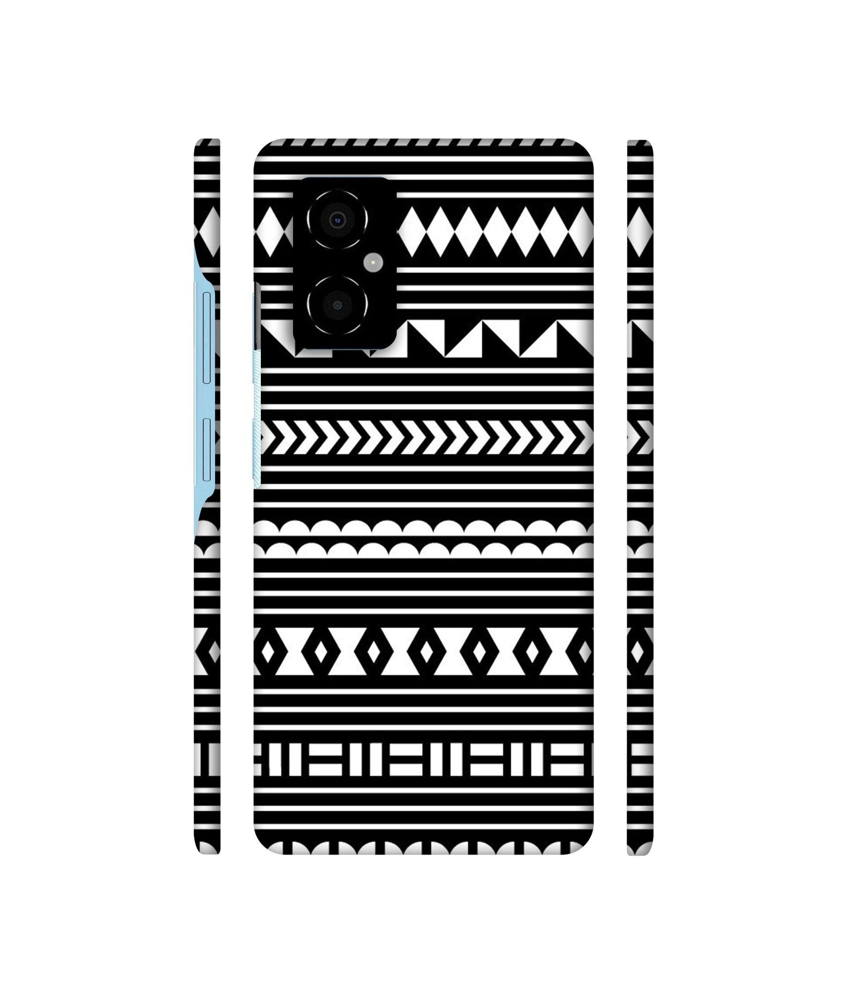 Black Pattern Designer Hard Back Cover for Poco M4 5G