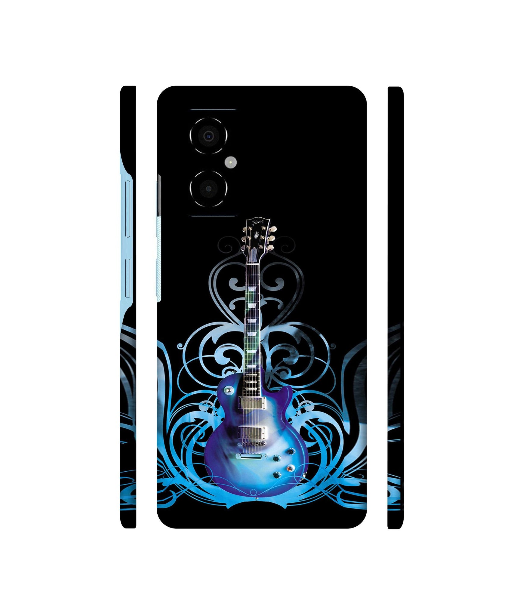 Guitar In Blue Pattern Designer Hard Back Cover for Poco M4 5G