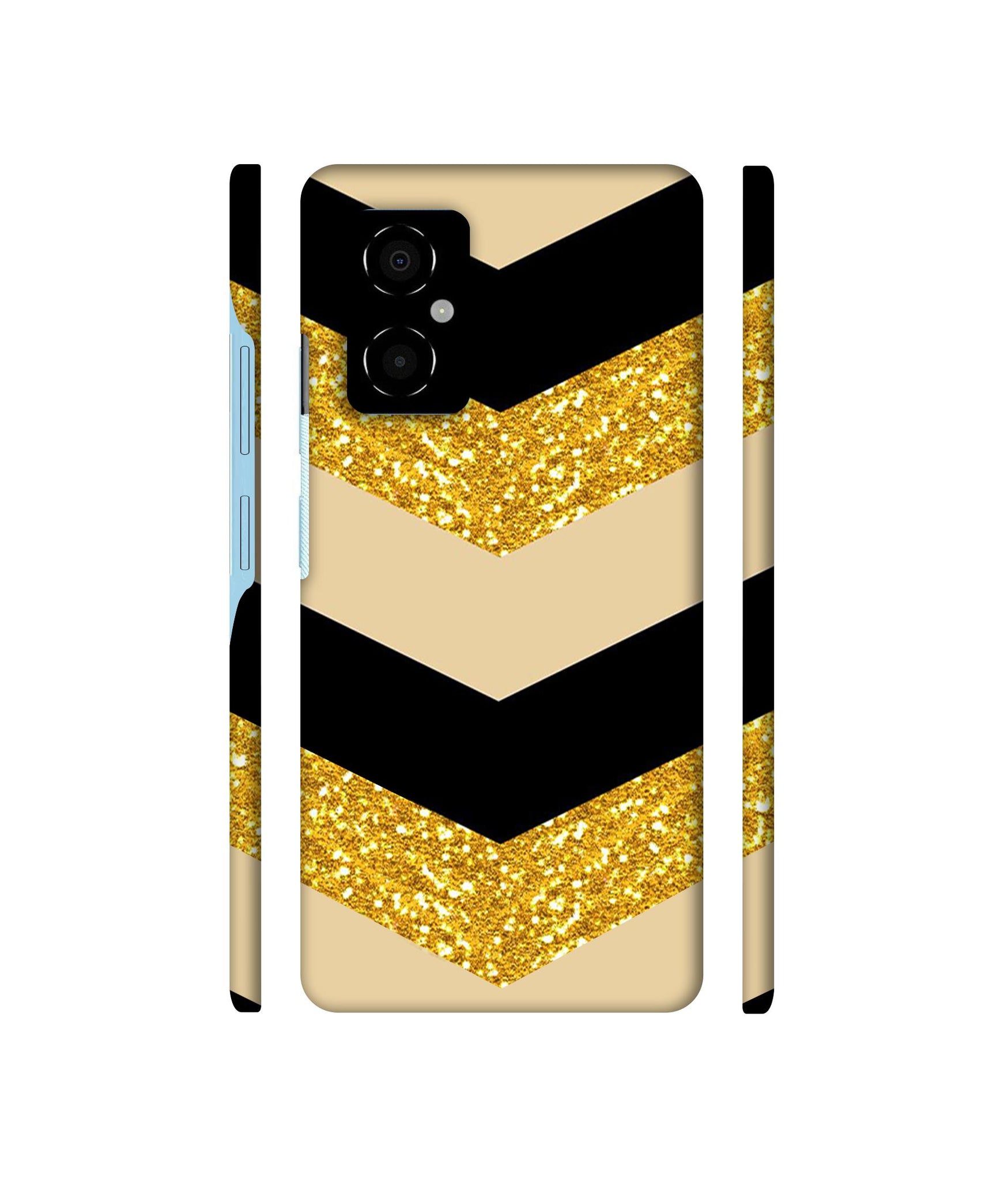 Black & Gold Designer Hard Back Cover for Poco M4 5G