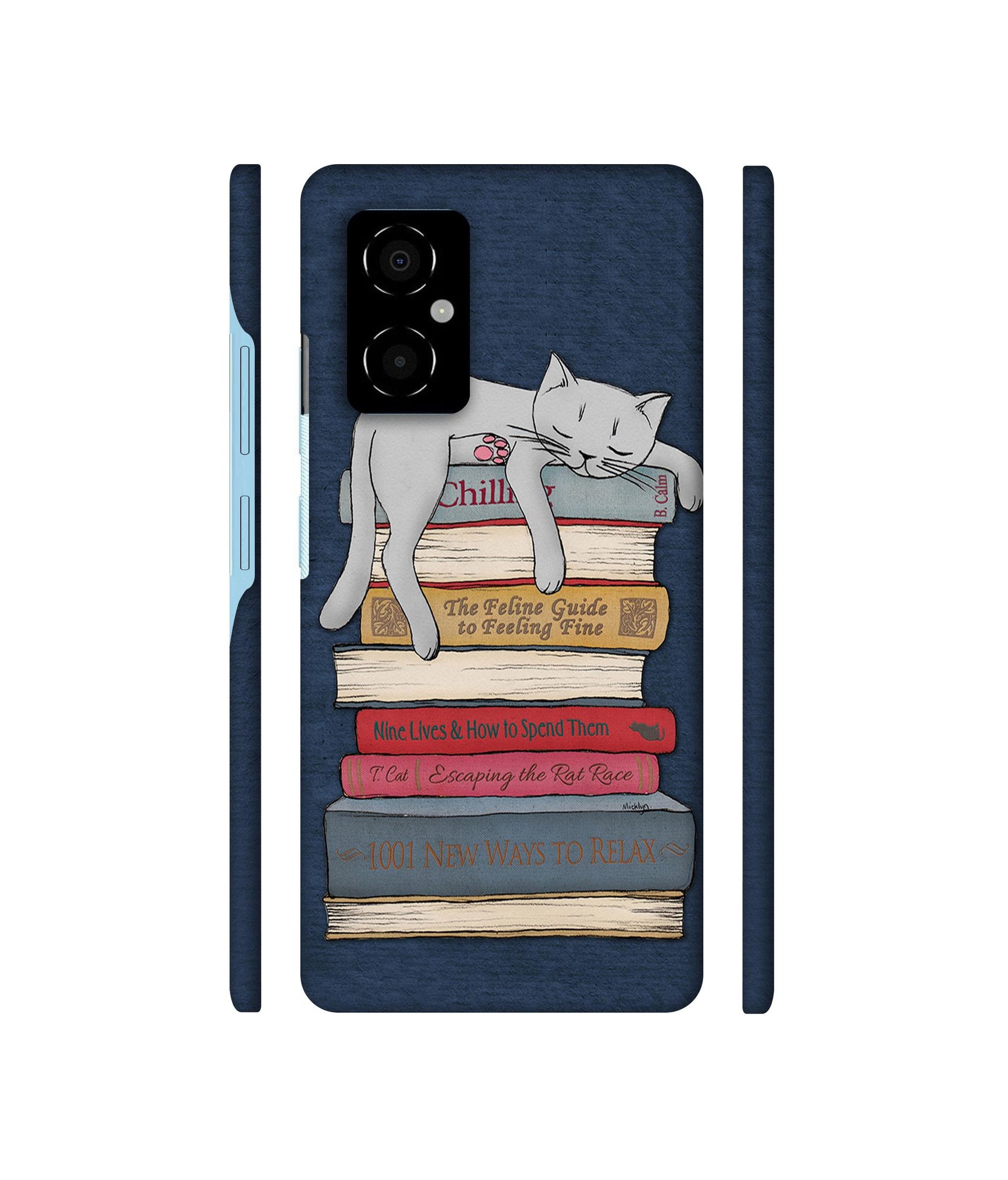 Cat Sleeping On The Books Designer Hard Back Cover for Poco M4 5G