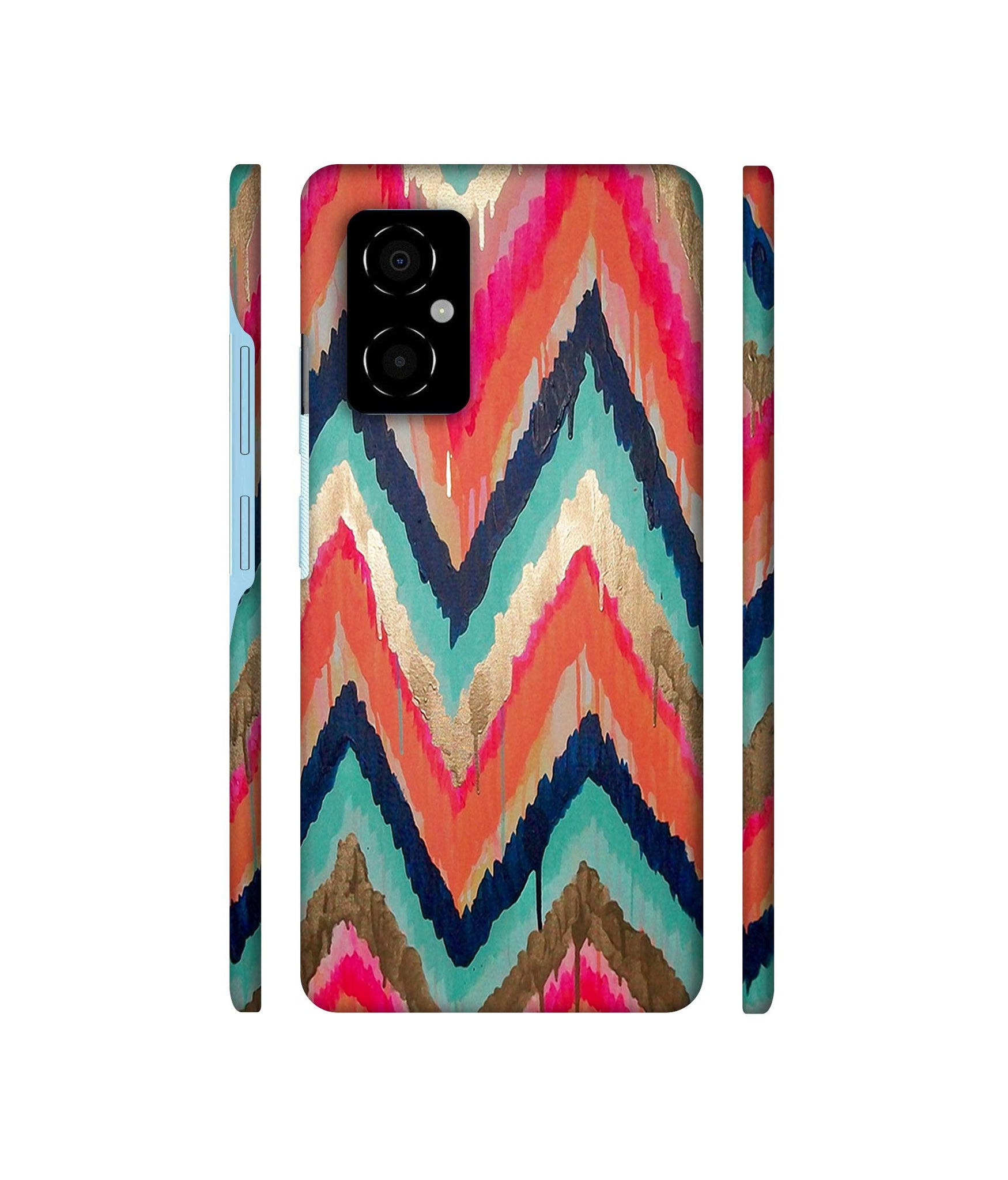 Colorful Zig-Zag Lines Art Designer Hard Back Cover for Poco M4 5G