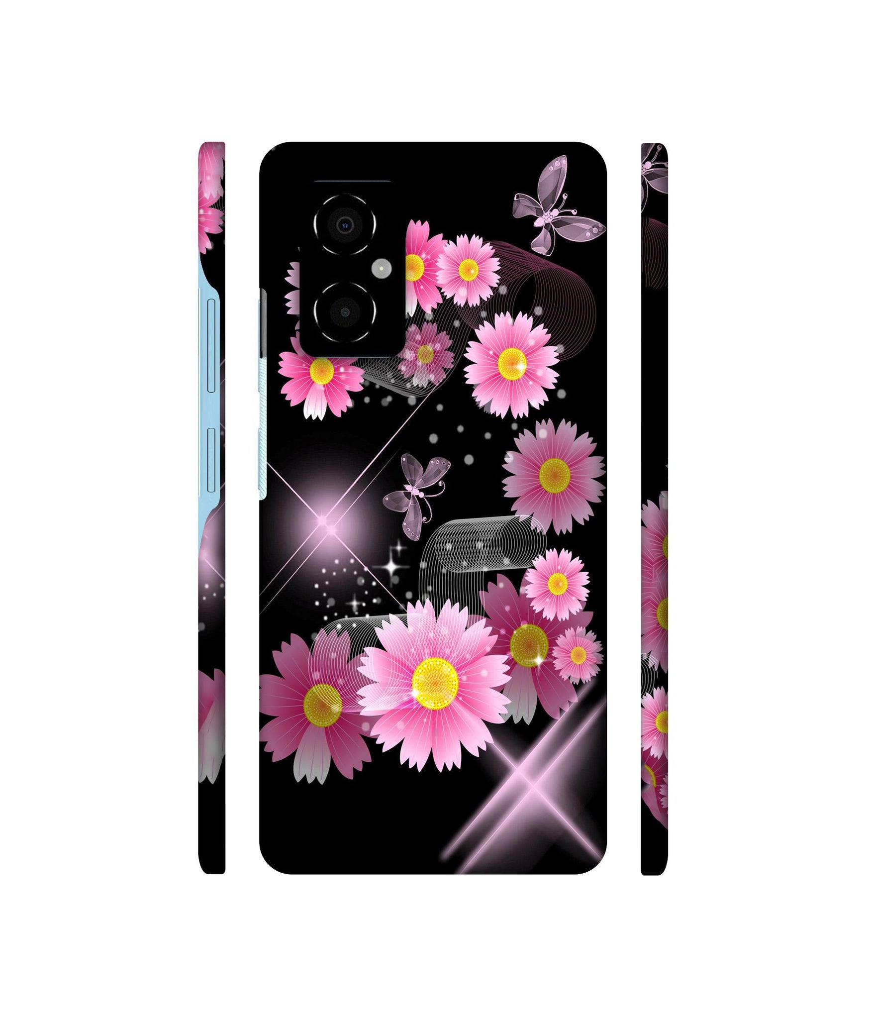 Pink Flower Designer Hard Back Cover for Poco M4 5G