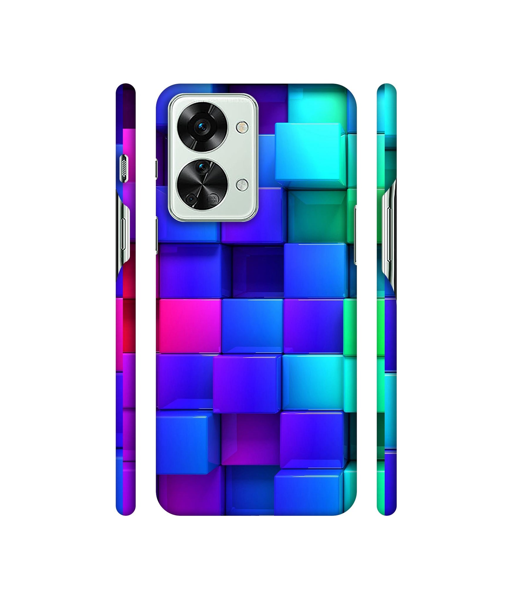 Blocks Rainbow 3D Graphics Designer Hard Back Cover for OnePlus Nord 2T 5G