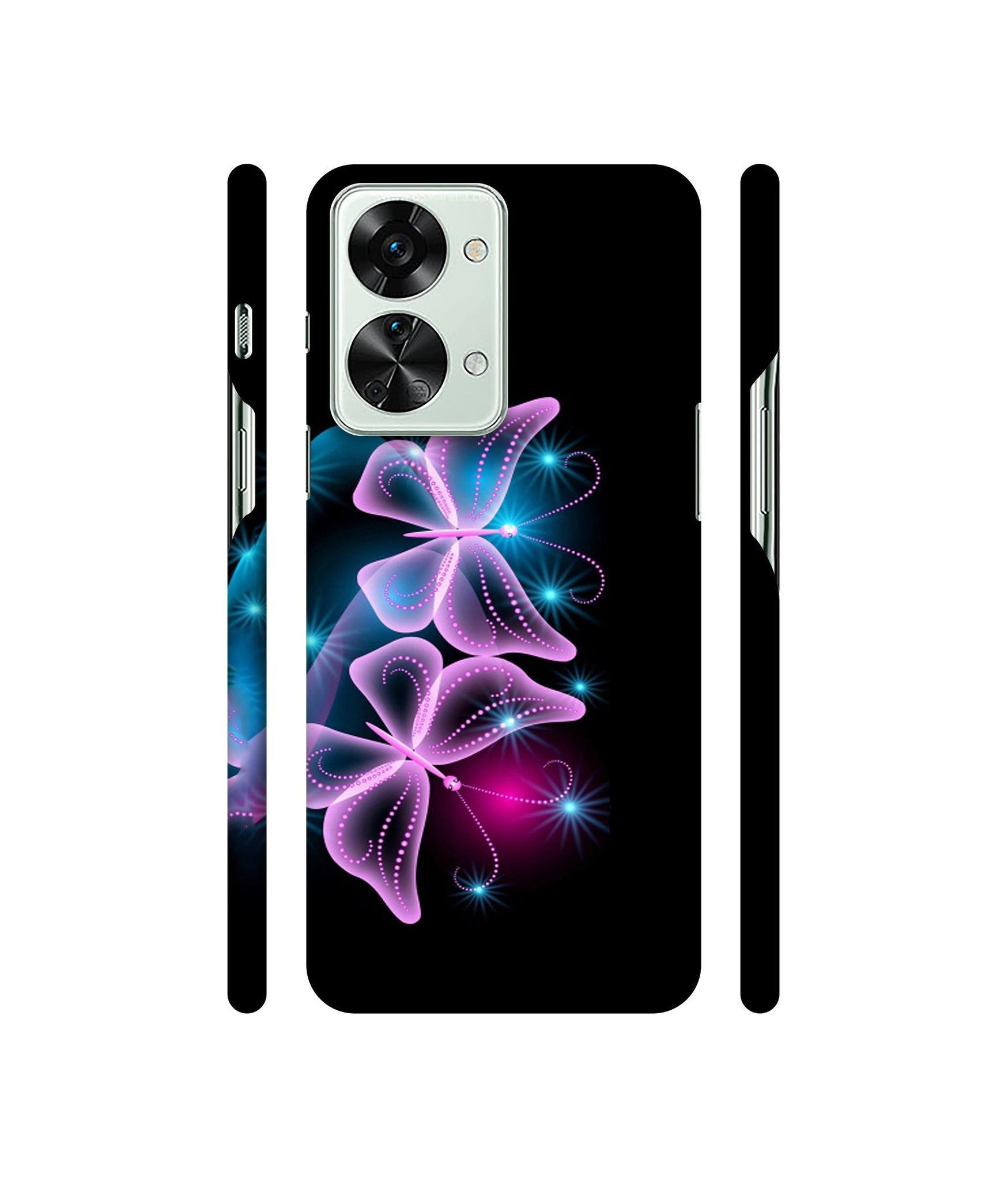Butterflies Neon Light Designer Hard Back Cover for OnePlus Nord 2T 5G