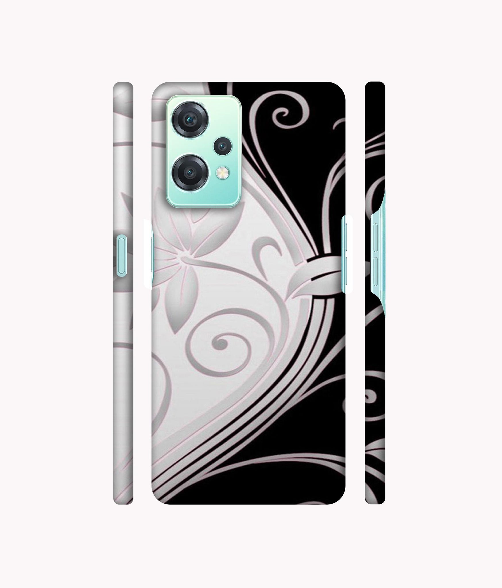 Black And White Flower Designer Hard Back Cover for Oneplus Nord CE 2 Lite 5G