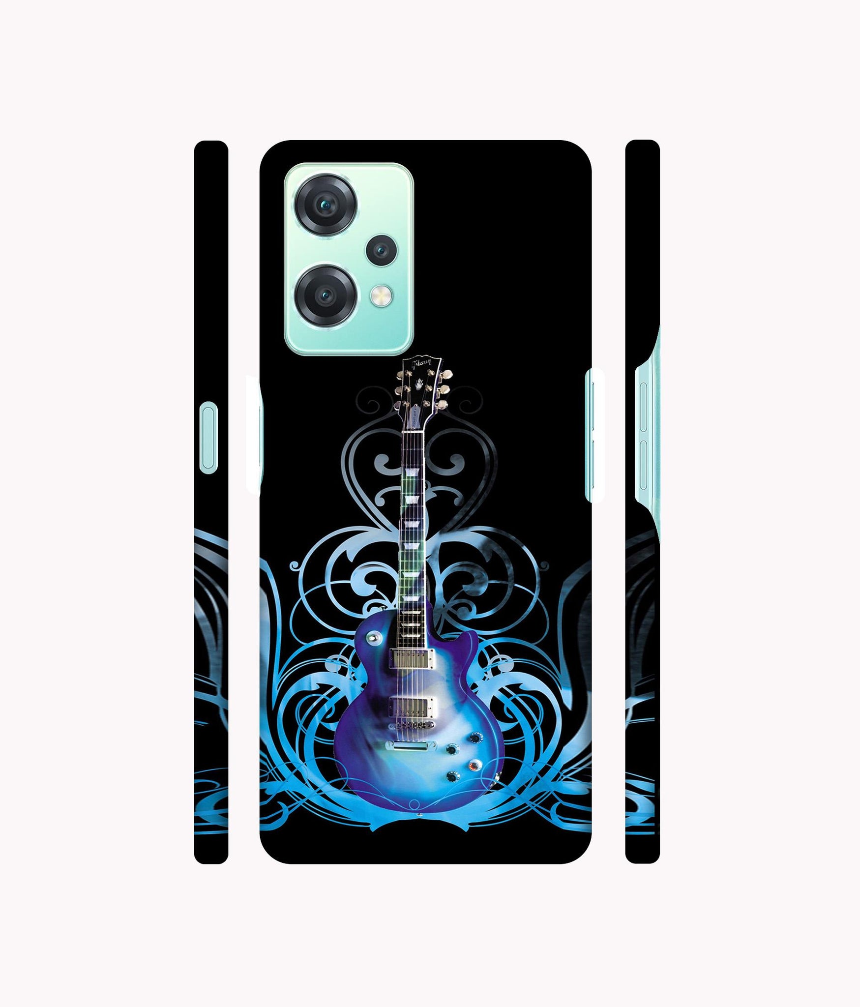 Guitar In Blue Pattern Designer Hard Back Cover for Oneplus Nord CE 2 Lite 5G