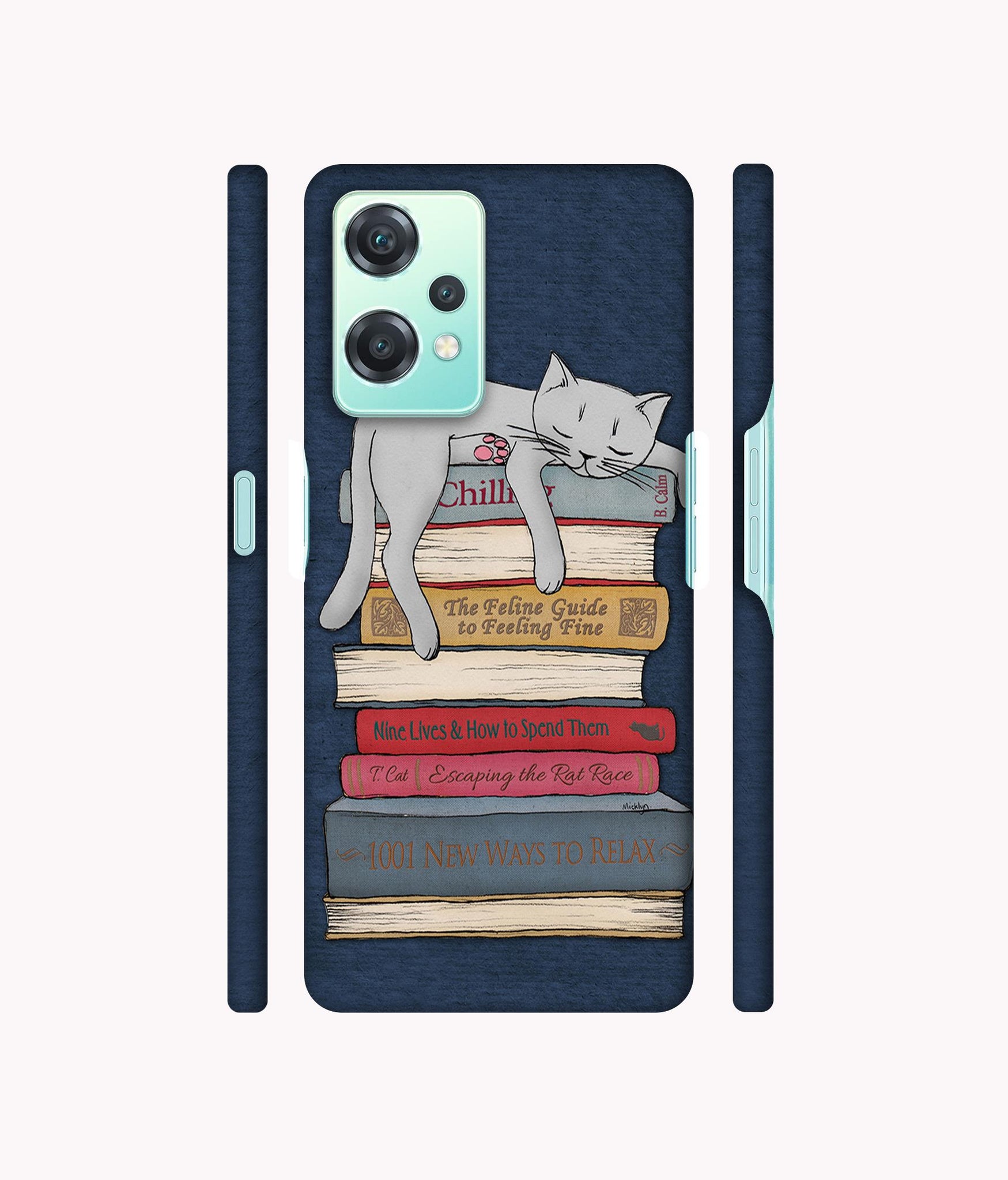 Cat Sleeping On The Books Designer Hard Back Cover for Oneplus Nord CE 2 Lite 5G