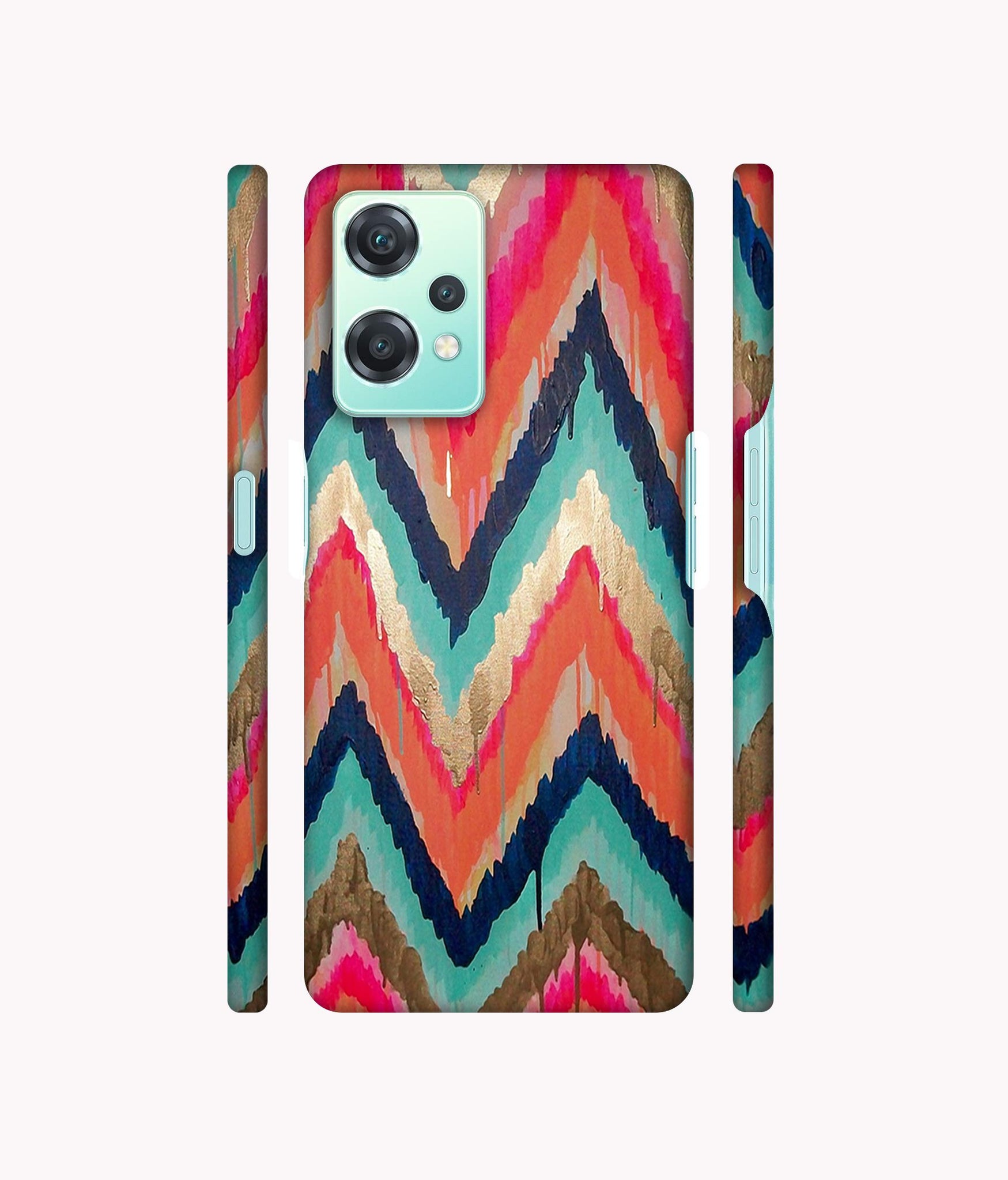 Colorful Zig-Zag Lines Art Designer Hard Back Cover for Oneplus Nord CE 2 Lite 5G