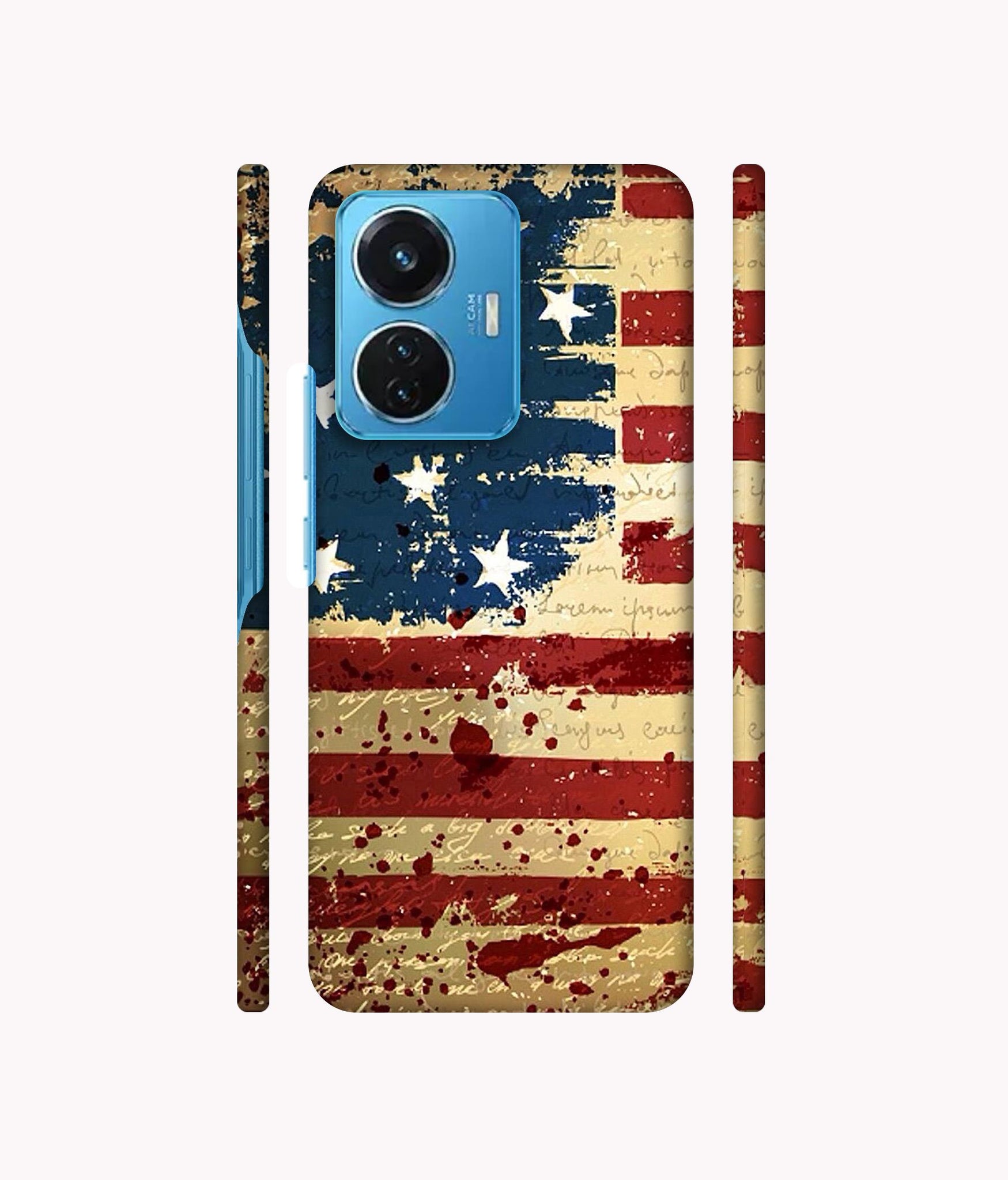 Colorful USA Flag Designer Hard Back Cover for Vivo T1 44W 4G