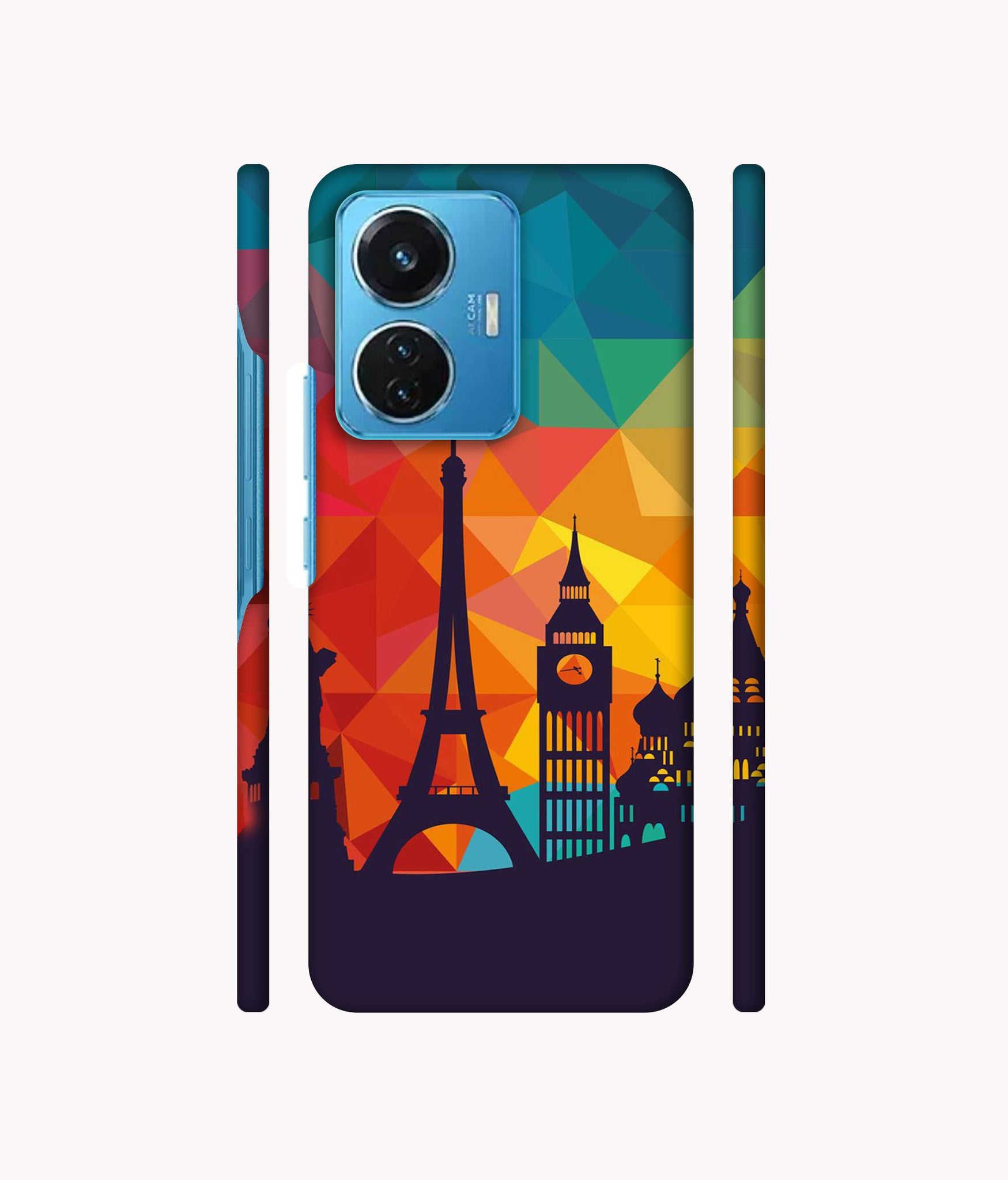 Colored Paris Designer Hard Back Cover for Vivo T1 44W 4G