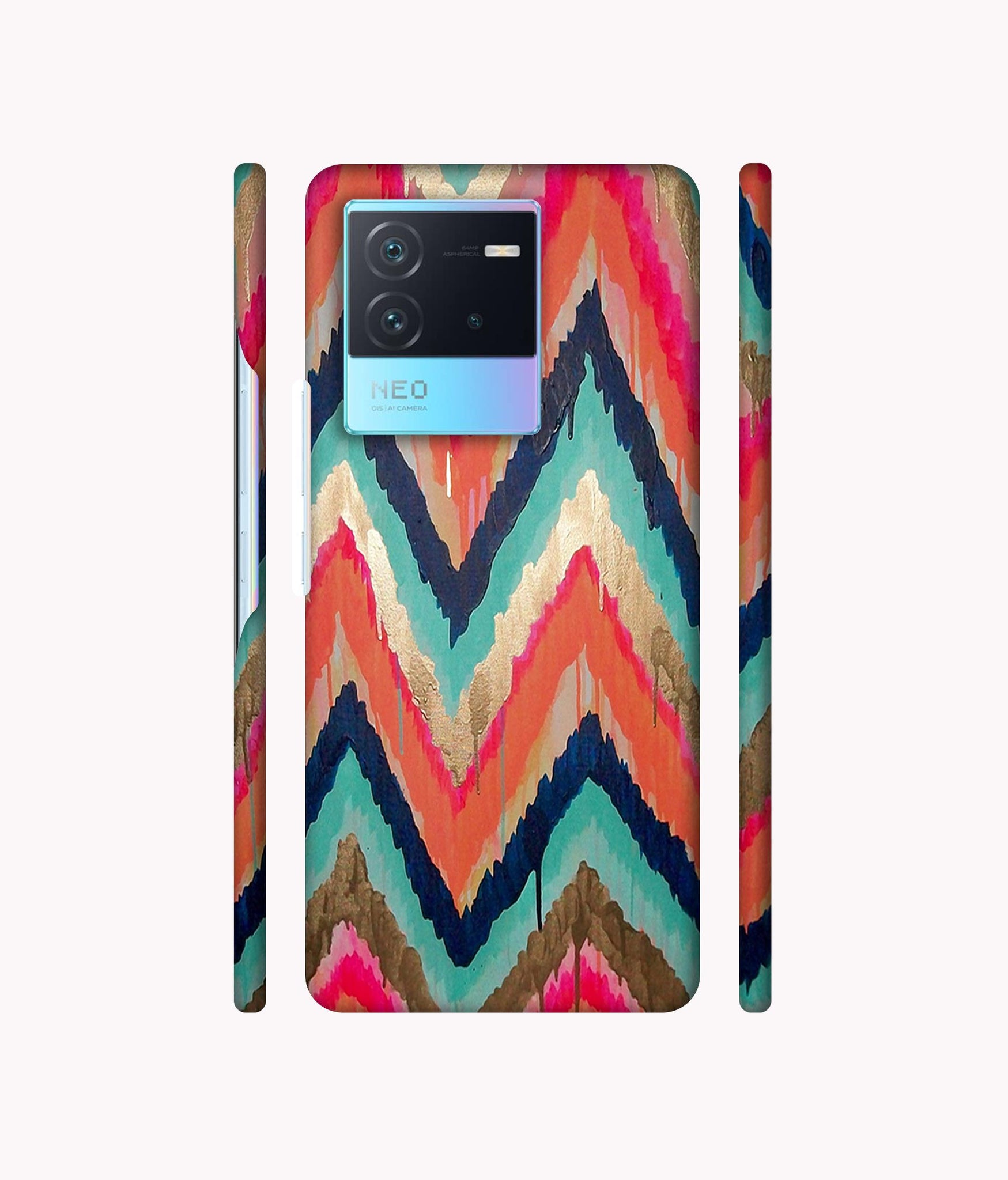 Colorful Zig-Zag Lines Art Designer Hard Back Cover for IQOO Neo 6 5G