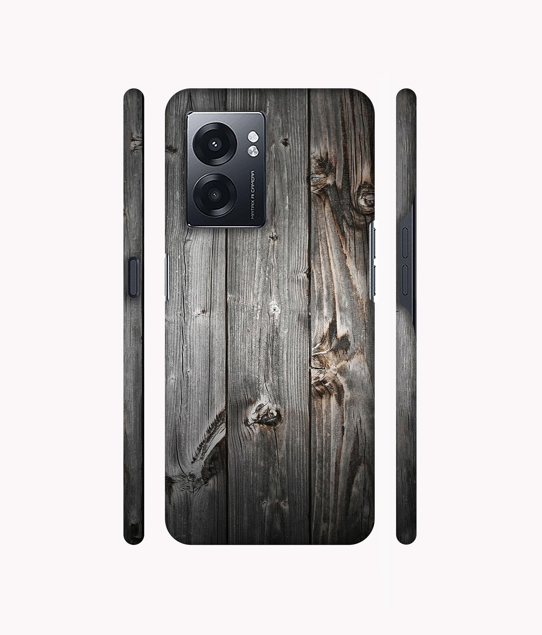 Grey Wooden Texture Designer Hard Back Cover for Realme Narzo 50 5G / Oppo K10 5G / Oppo A57 5G