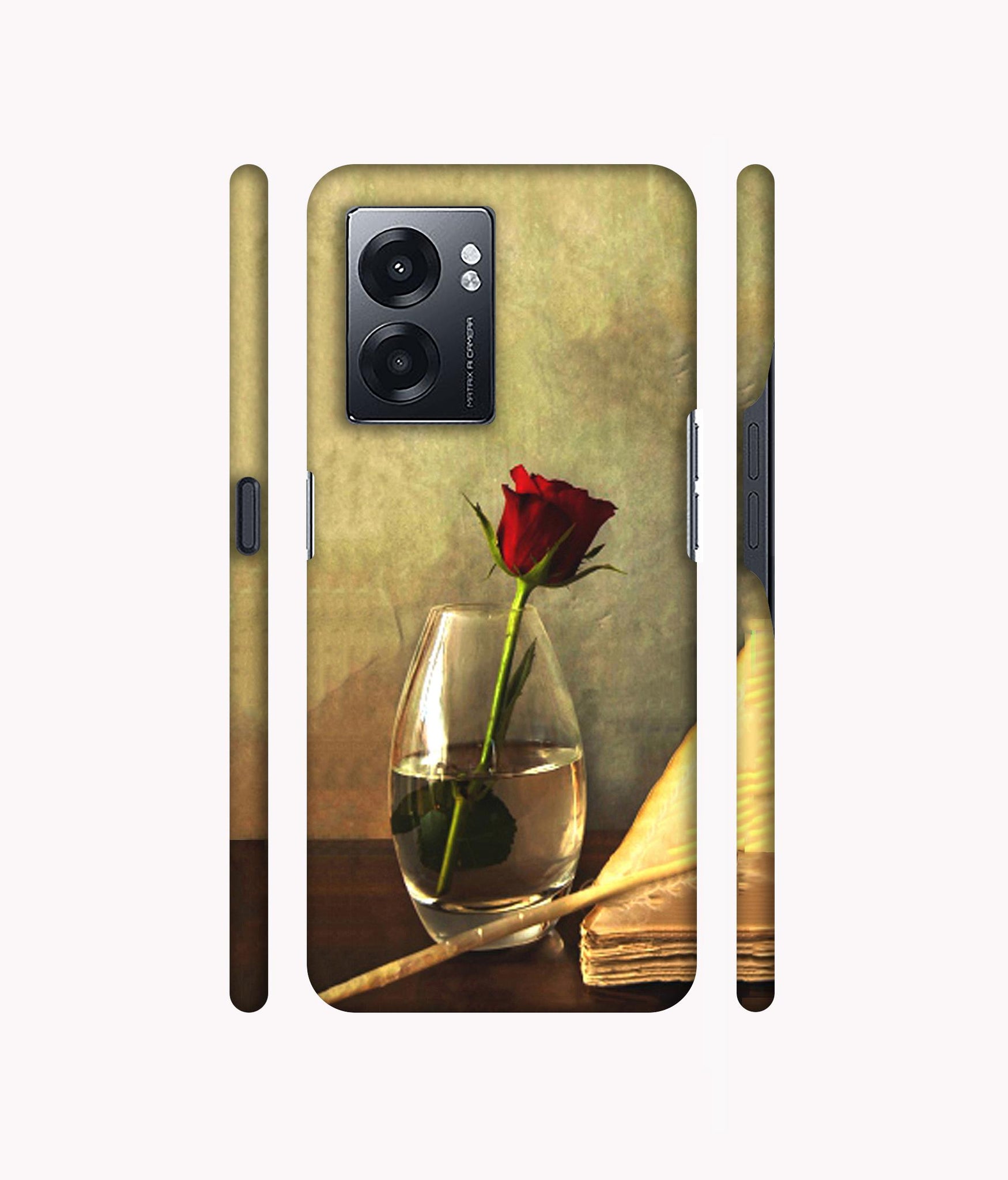 Red Rose in Glass Designer Hard Back Cover for Realme Narzo 50 5G / Oppo K10 5G / Oppo A57 5G