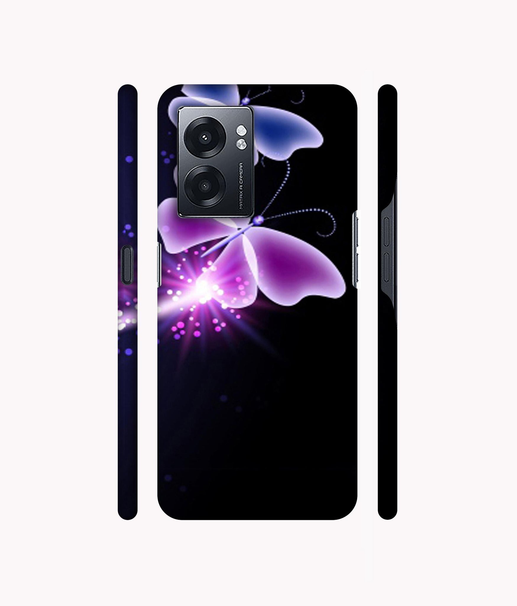 Neon Butterfly Light Abstract Shine Designer Hard Back Cover for Realme Narzo 50 5G / Oppo K10 5G / Oppo A57 5G
