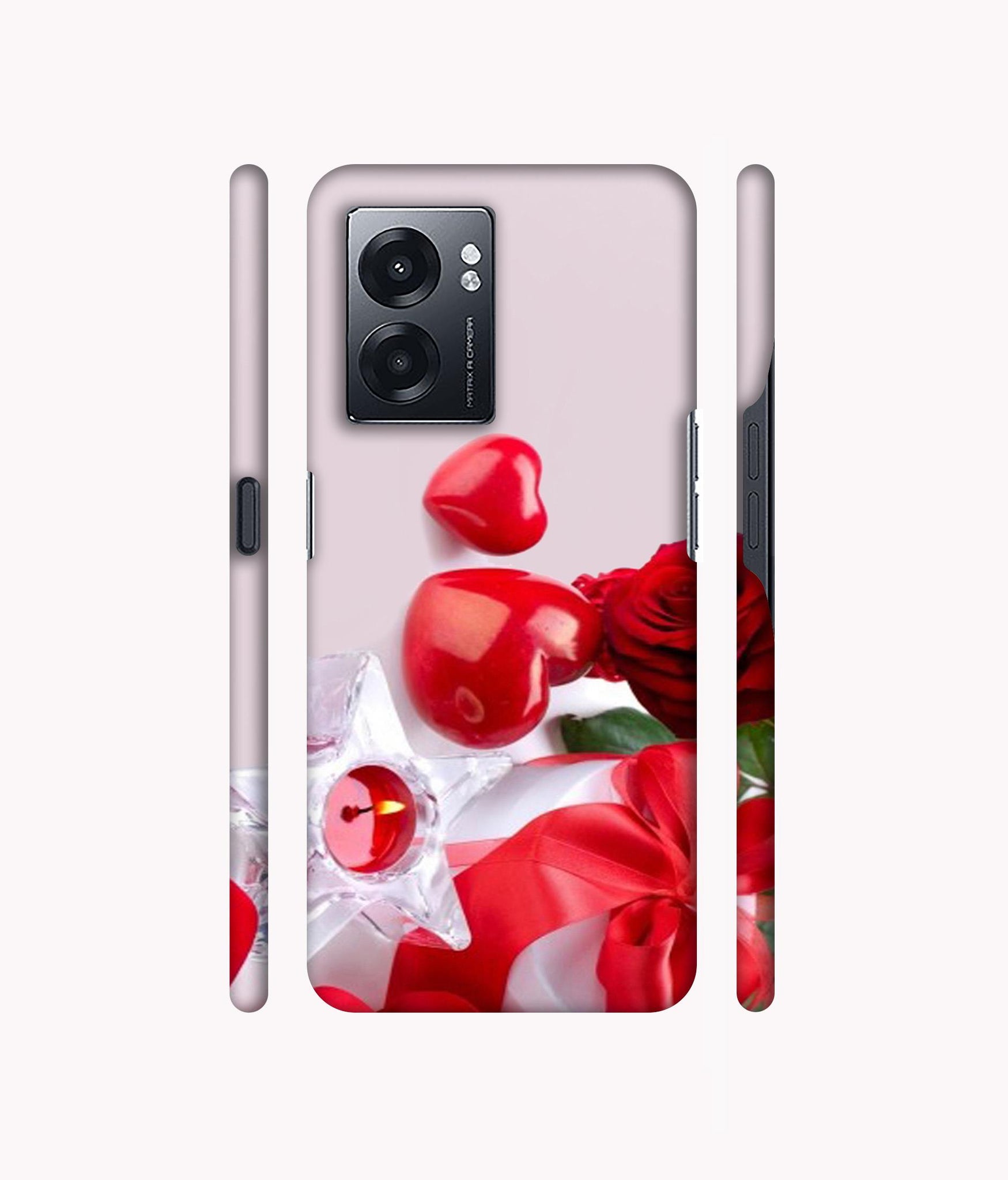 Red Rose Heart Valentines Couple Designer Hard Back Cover for Realme Narzo 50 5G / Oppo K10 5G / Oppo A57 5G
