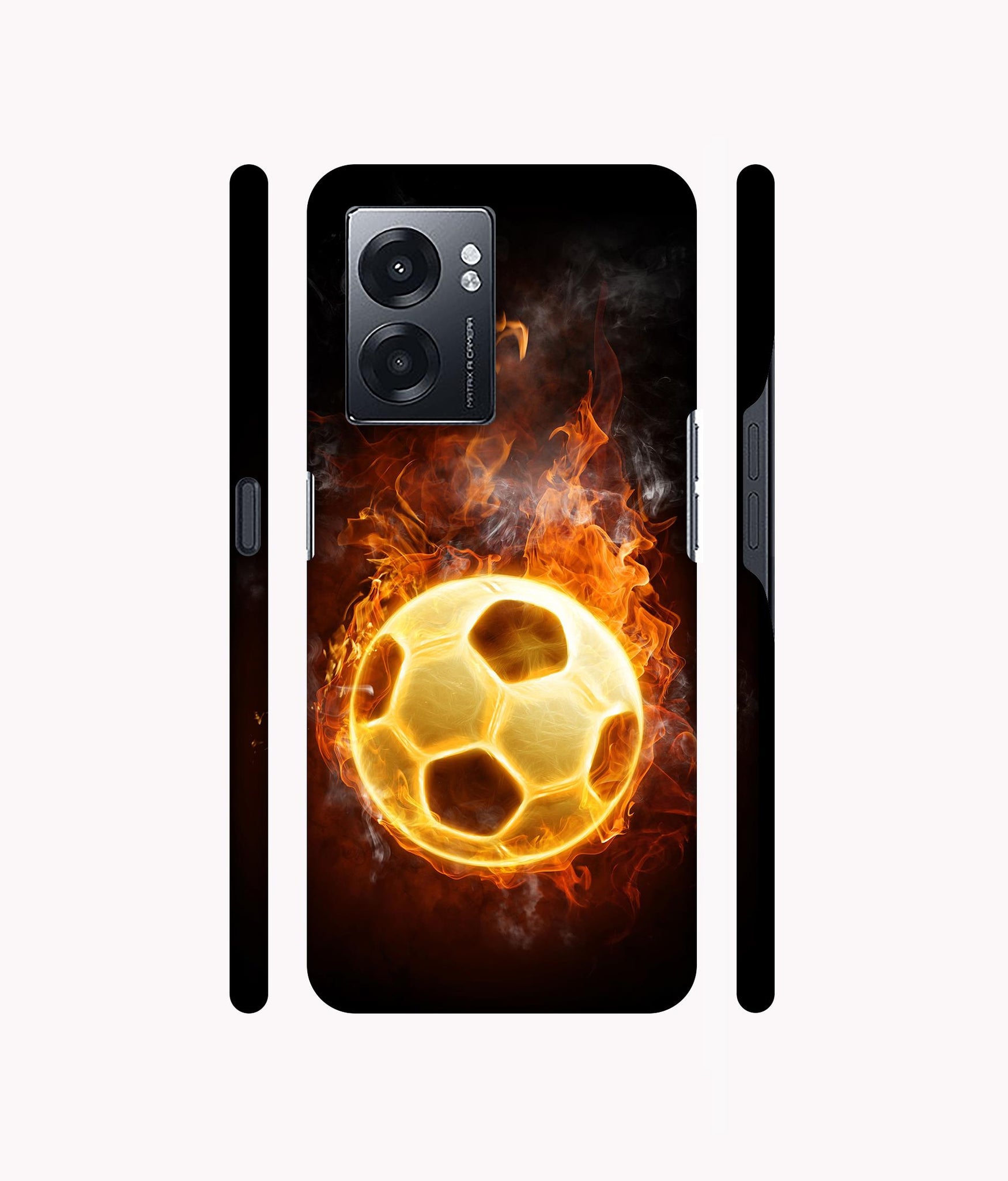 Football & Fire Designer Hard Back Cover for Realme Narzo 50 5G / Oppo K10 5G / Oppo A57 5G