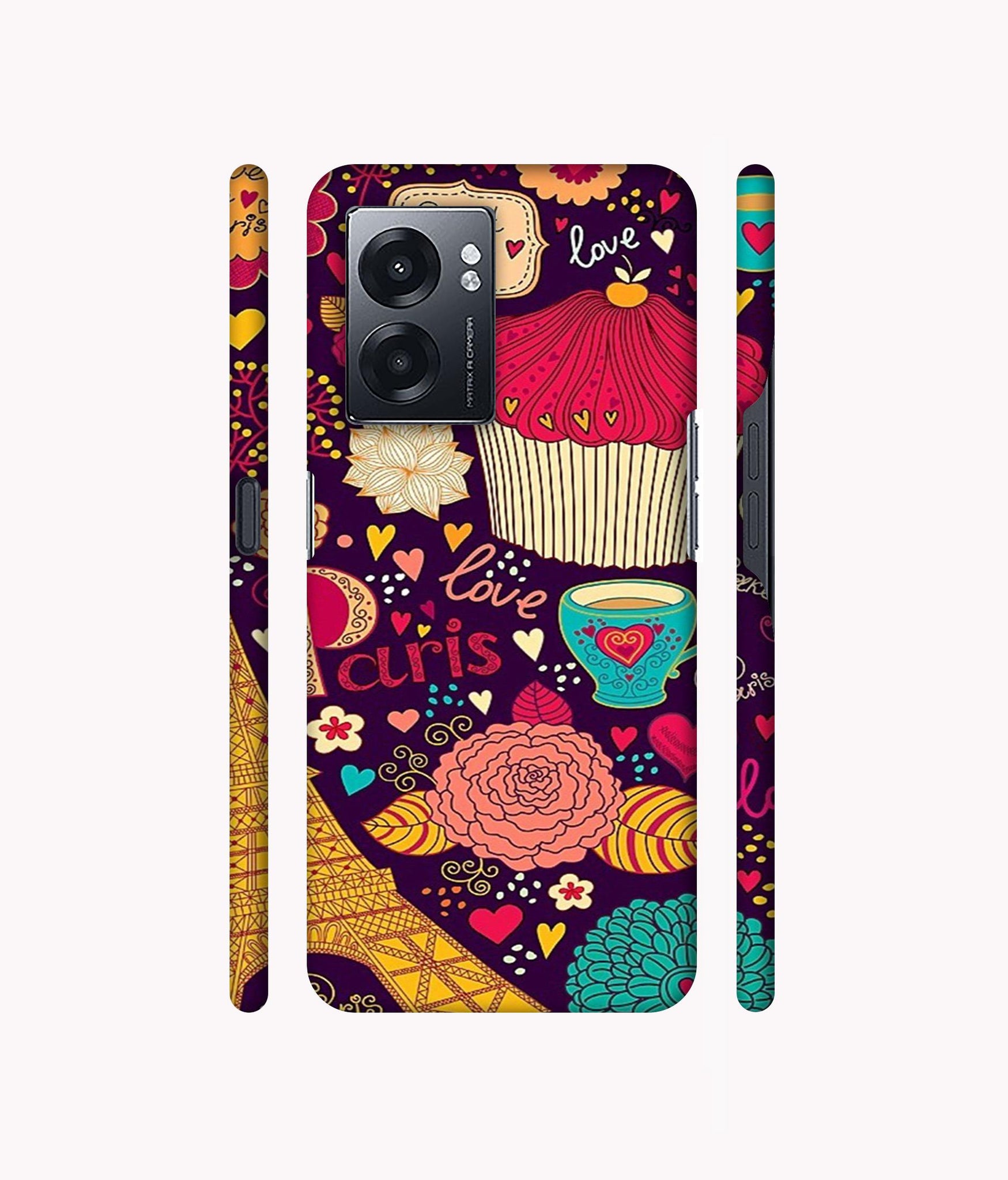 Paris Flower Love Designer Hard Back Cover for Realme Narzo 50 5G / Oppo K10 5G / Oppo A57 5G
