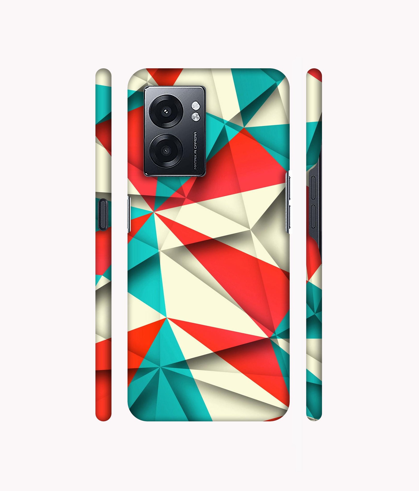 Red Blue White Pattern Designer Hard Back Cover for Realme Narzo 50 5G / Oppo K10 5G / Oppo A57 5G