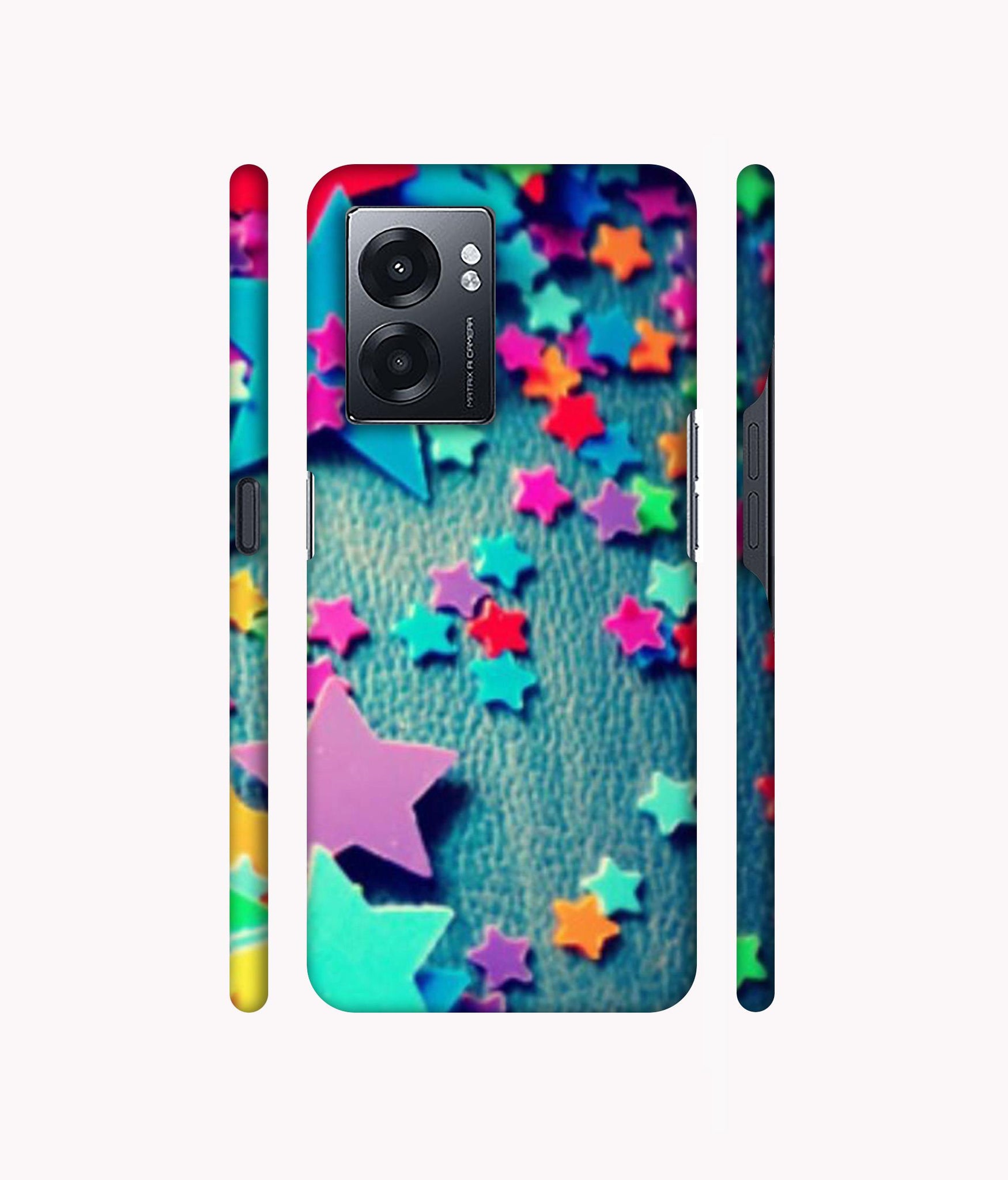 Colorful Stars Designer Hard Back Cover for Realme Narzo 50 5G / Oppo K10 5G / Oppo A57 5G