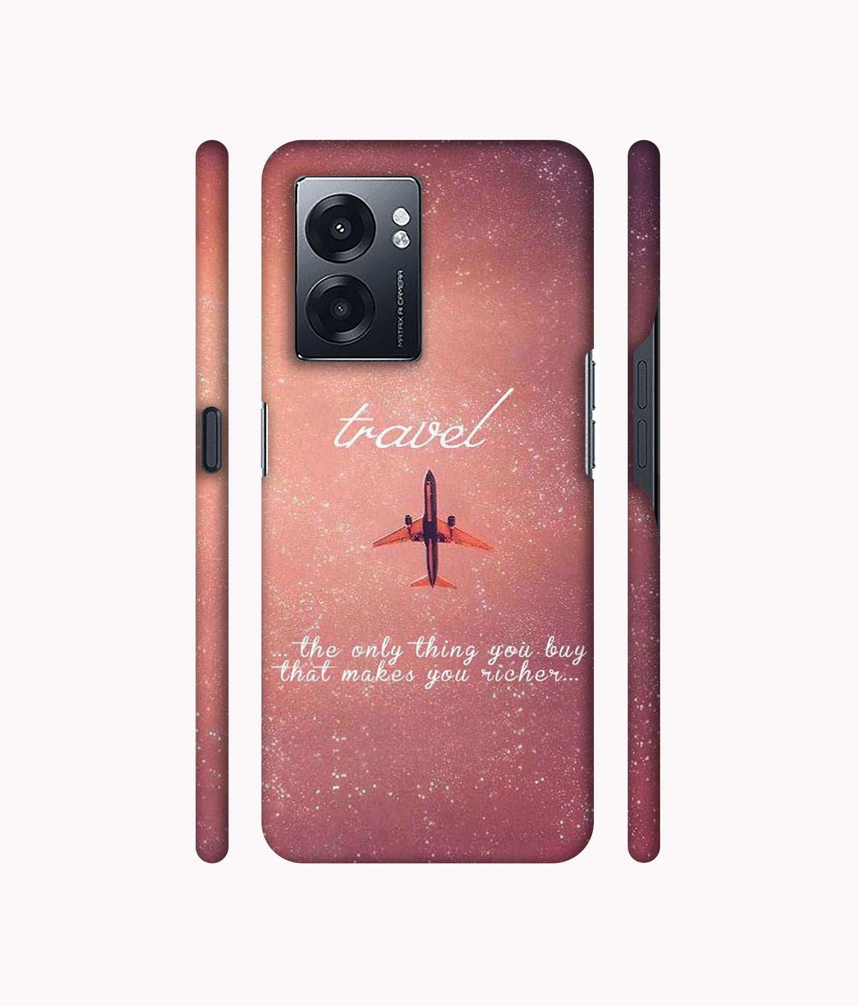 Travel with Plane Designer Hard Back Cover for Realme Narzo 50 5G / Oppo K10 5G / Oppo A57 5G