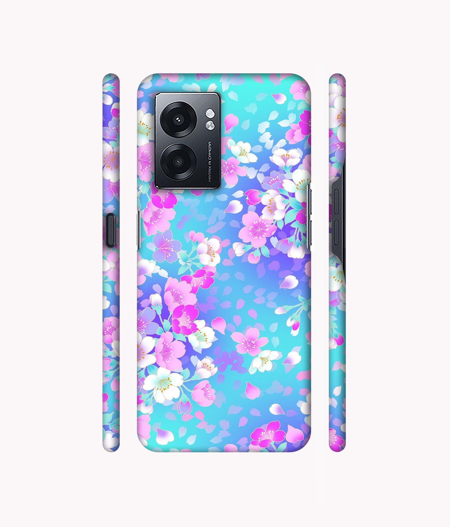 Floral Blue Pattern Designer Hard Back Cover for Realme Narzo 50 5G / Oppo K10 5G / Oppo A57 5G