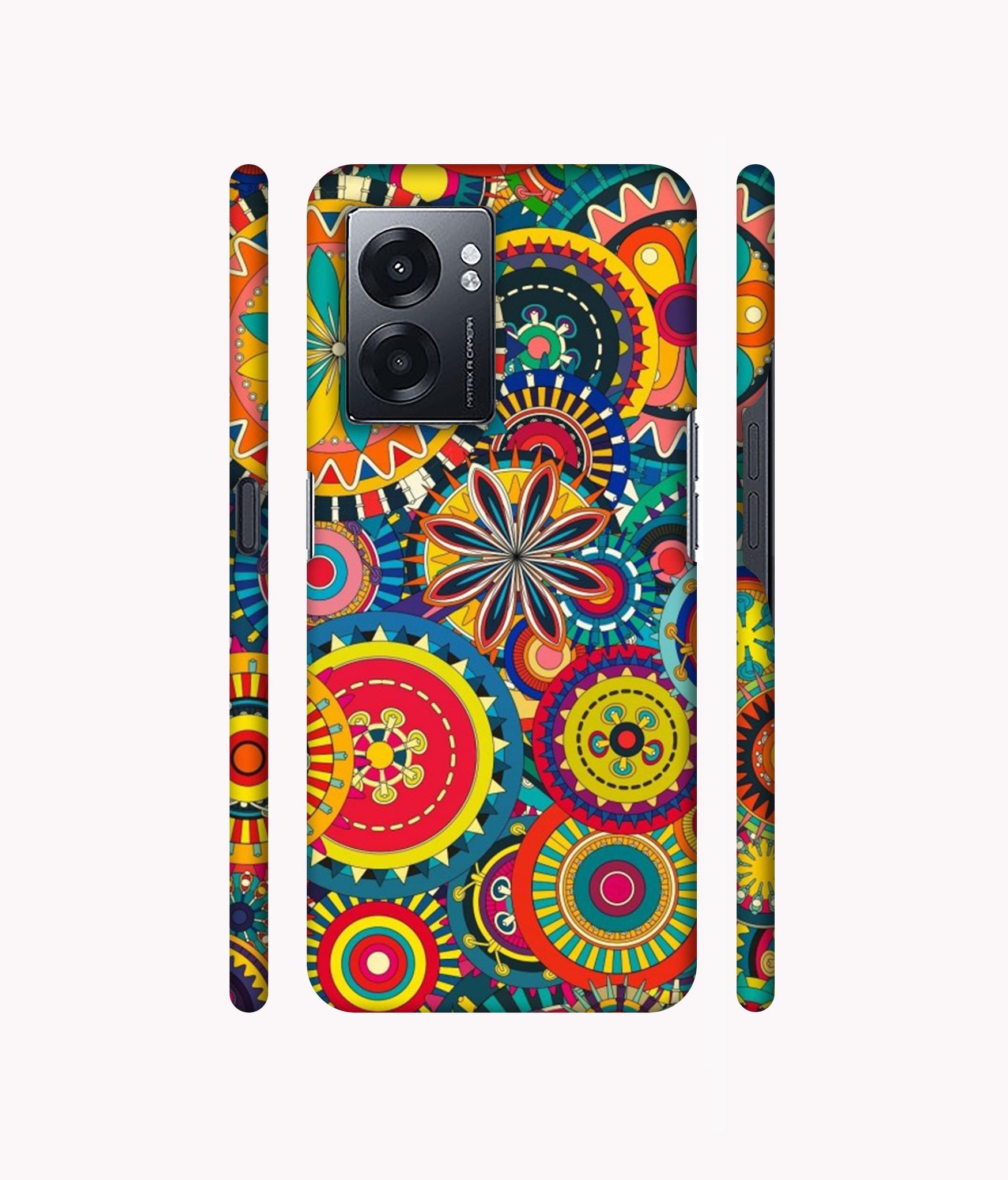 Ring Pattern Print Designer Hard Back Cover for Realme Narzo 50 5G / Oppo K10 5G / Oppo A57 5G