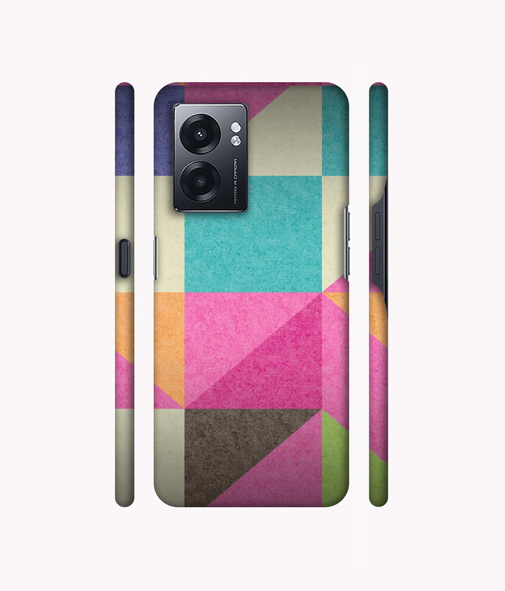 Pink Cyan Designer Hard Back Cover for Realme Narzo 50 5G / Oppo K10 5G / Oppo A57 5G