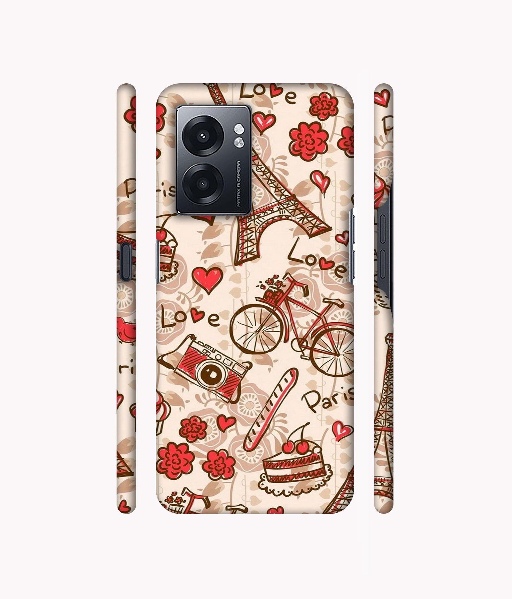Vintage Paris Designer Hard Back Cover for Realme Narzo 50 5G / Oppo K10 5G / Oppo A57 5G