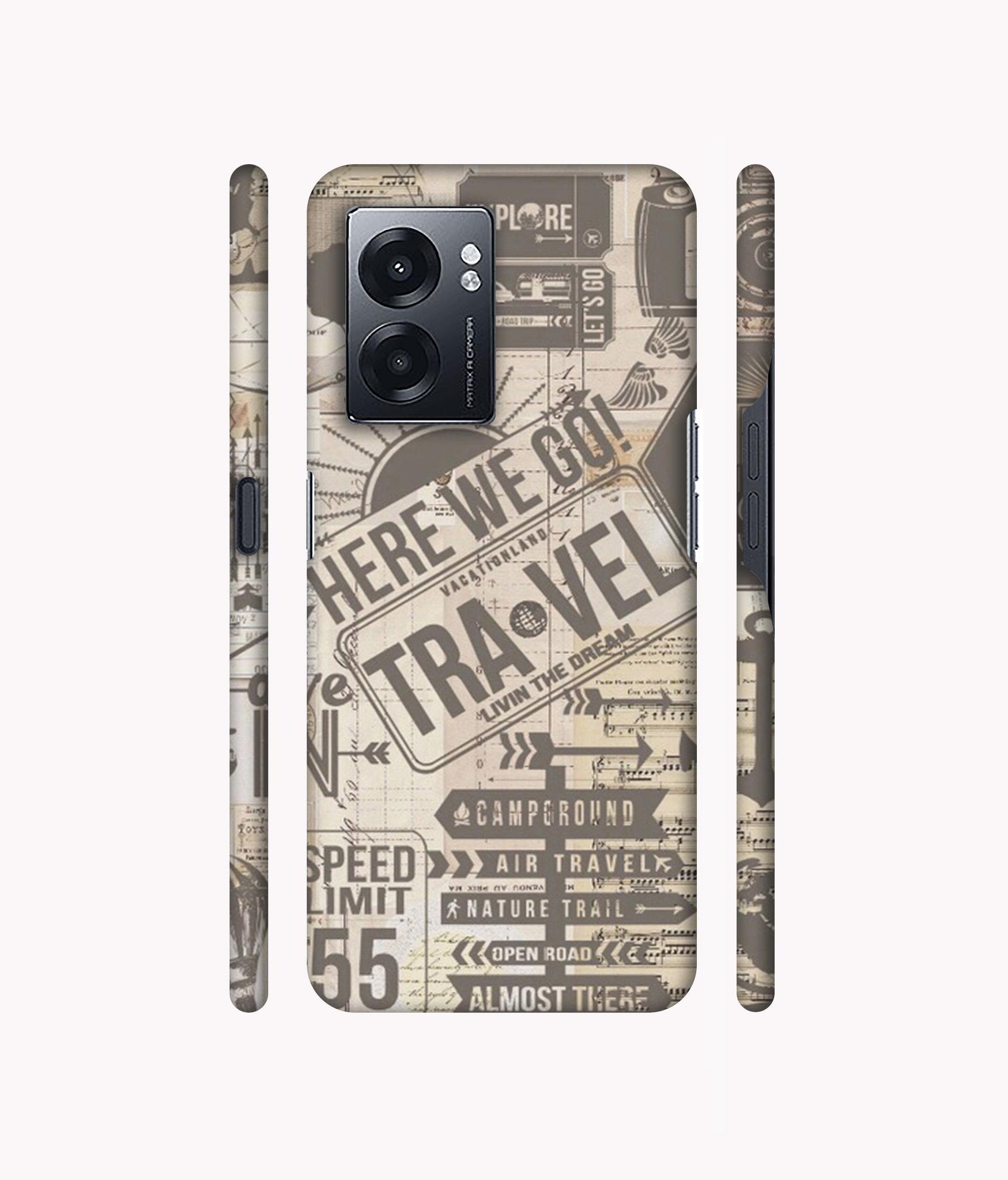 Travel Designer Hard Back Cover for Realme Narzo 50 5G / Oppo K10 5G / Oppo A57 5G