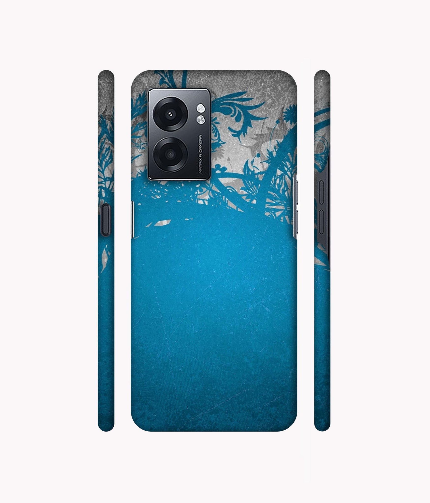 Blue Floral Pattern Designer Hard Back Cover for Realme Narzo 50 5G / Oppo K10 5G / Oppo A57 5G